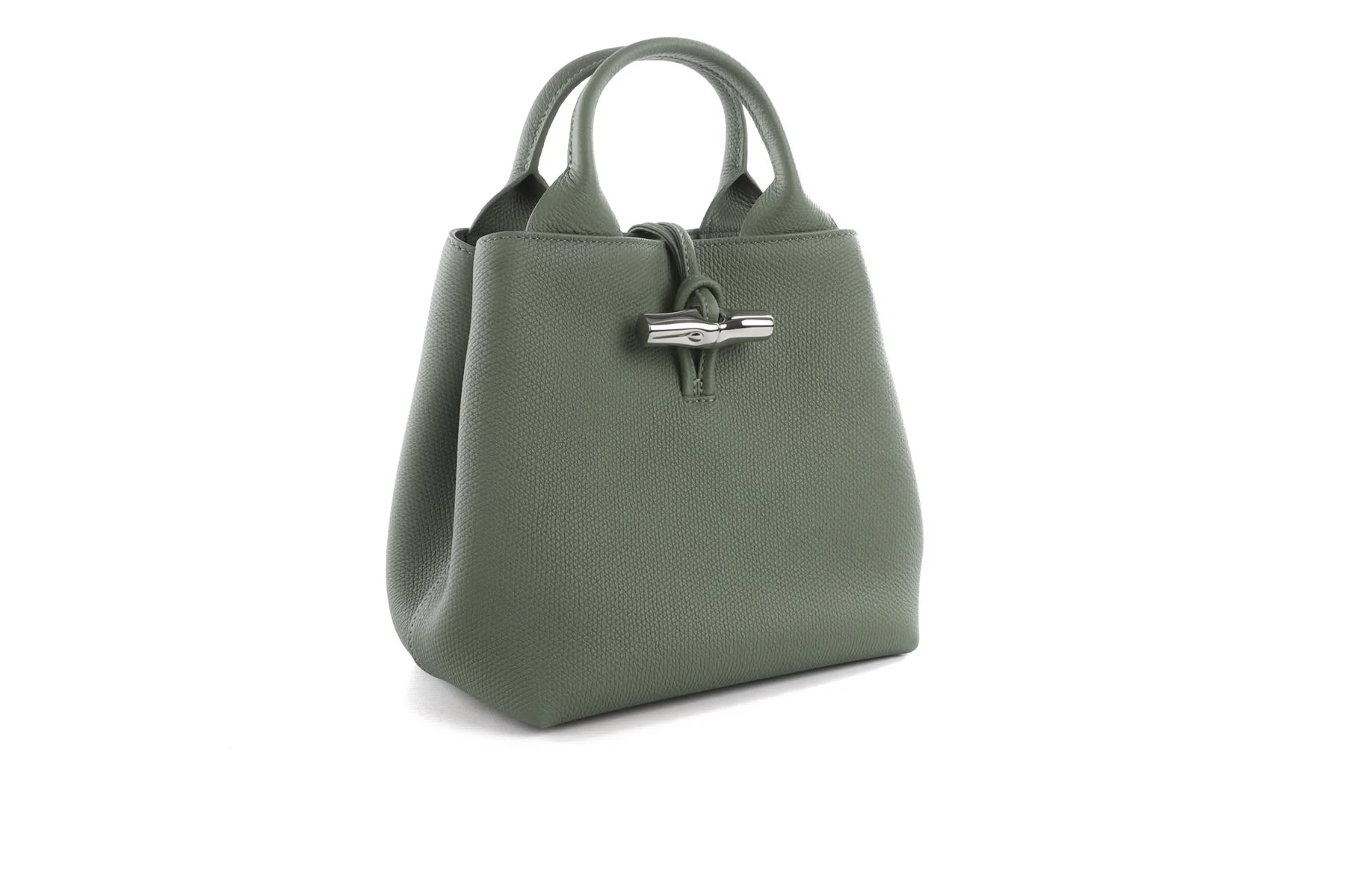Longchamp Green Le Roseau Small Leather Tote Bag - Image 4