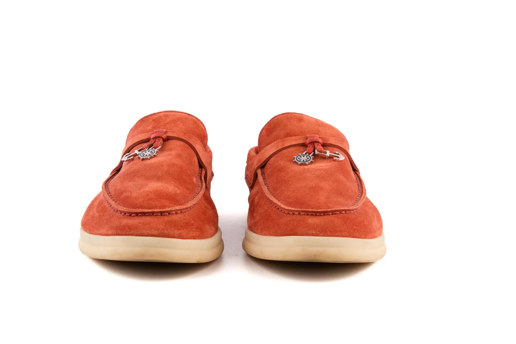 LORA PIANA ORANGE SUMMER CHARMS WALK SUEDE LOAFERS EU 40 UK 7 US 10 - Image 3