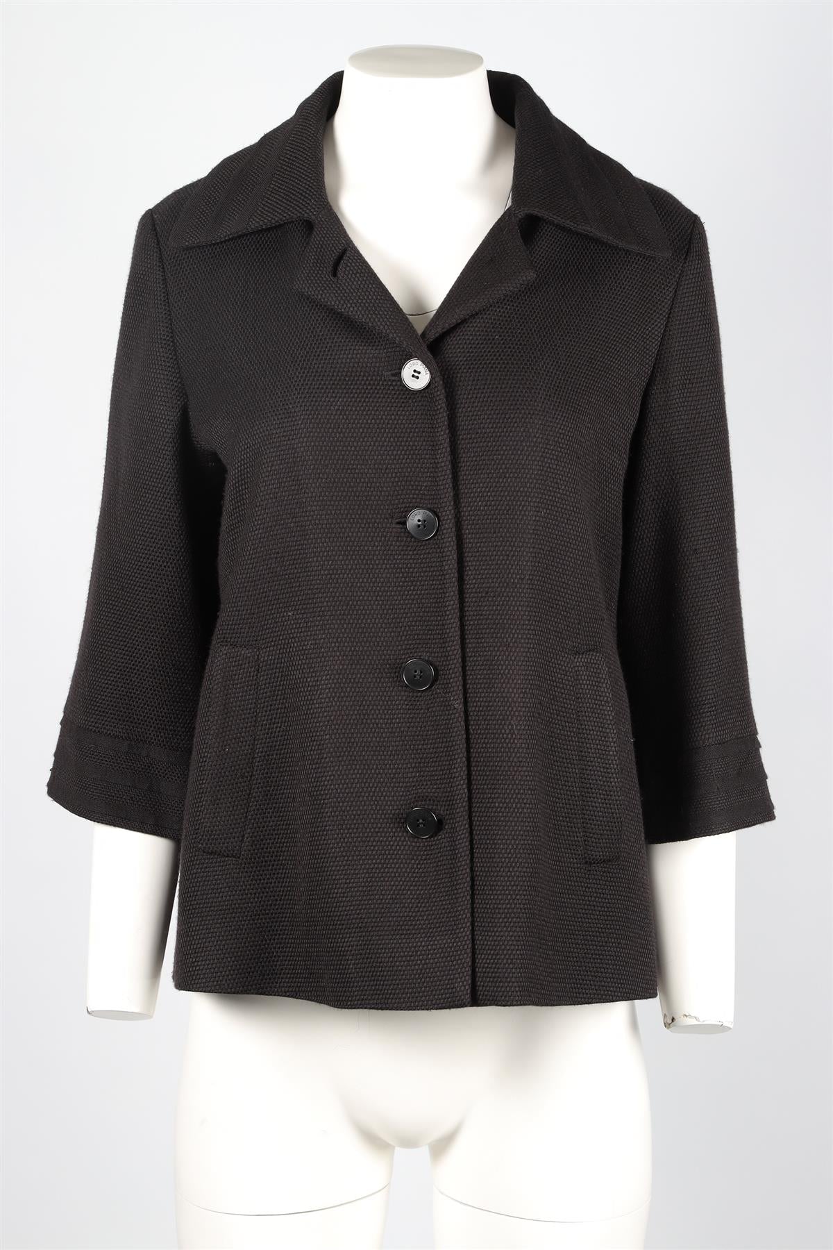 LORO PIANA BLACK WOVEN JACKET IT 46 UK 14 - Image 2
