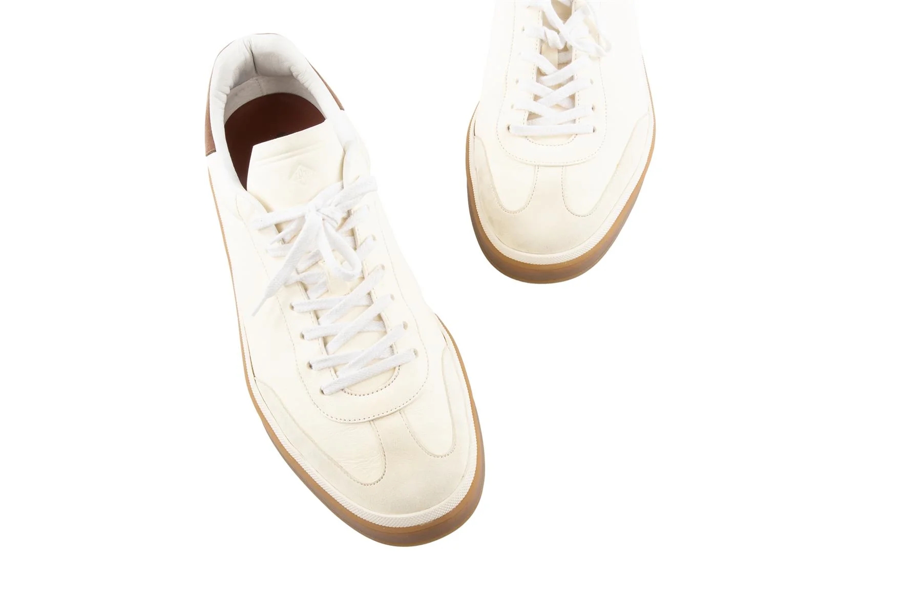 LORO PIANA CREAM MEN'S TENNIS WALK LEATHER SNEAKERS EU 46 UK 11 US 12 - Image 4