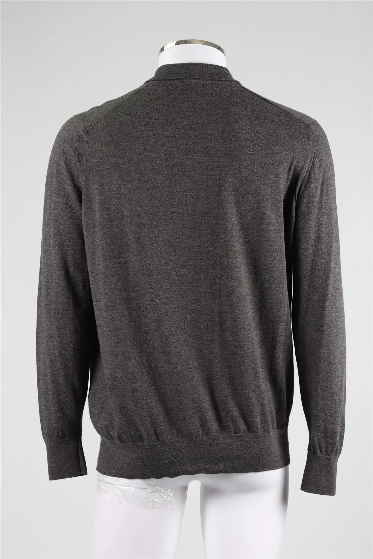 LORO PIANA GREY MEN'S WOOL POLO SHIRT IT 56 - Image 4