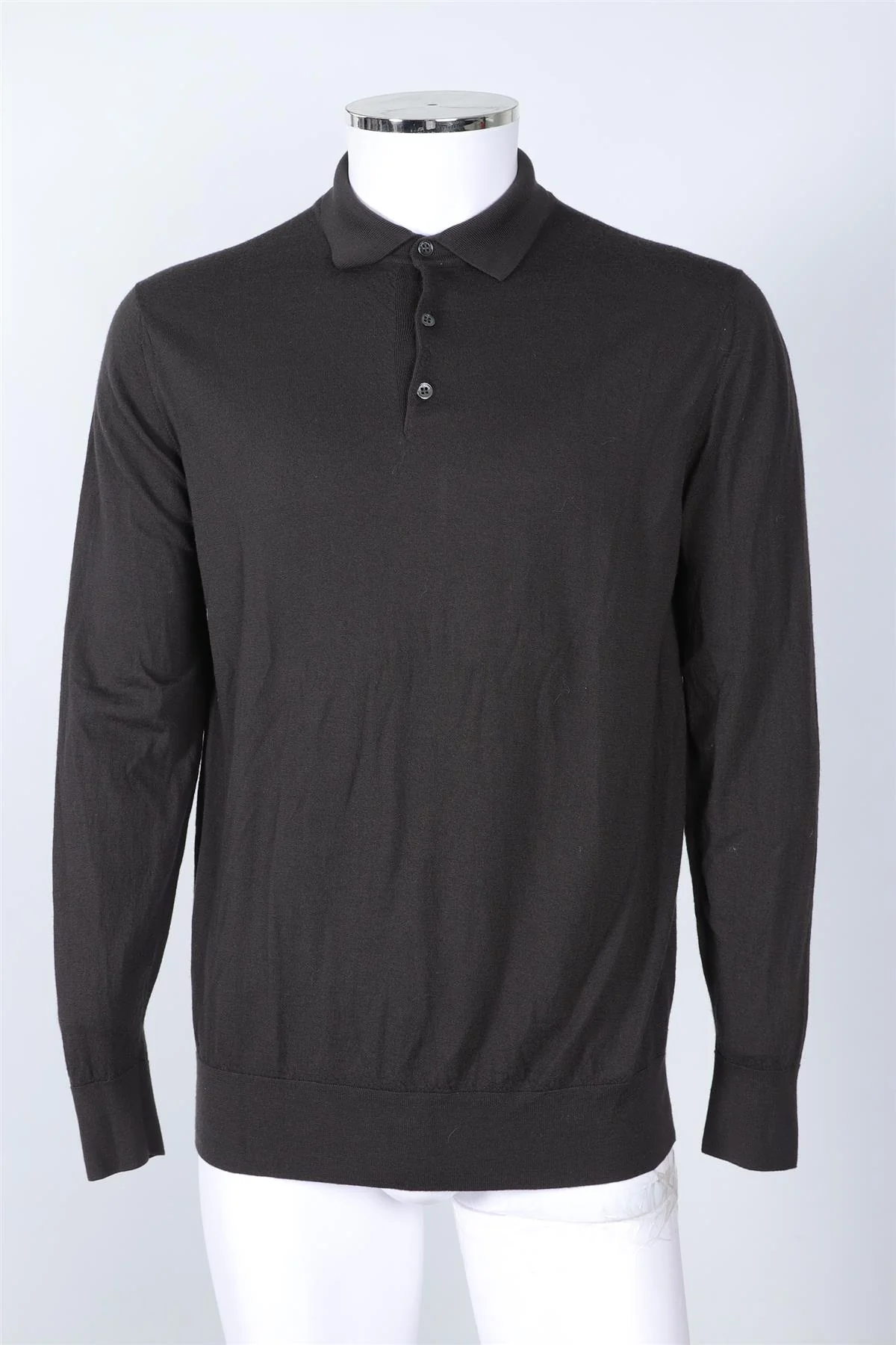 LORO PIANA GREY MEN'S WOOL POLO SWEATER IT 56 UK 46 - Image 2