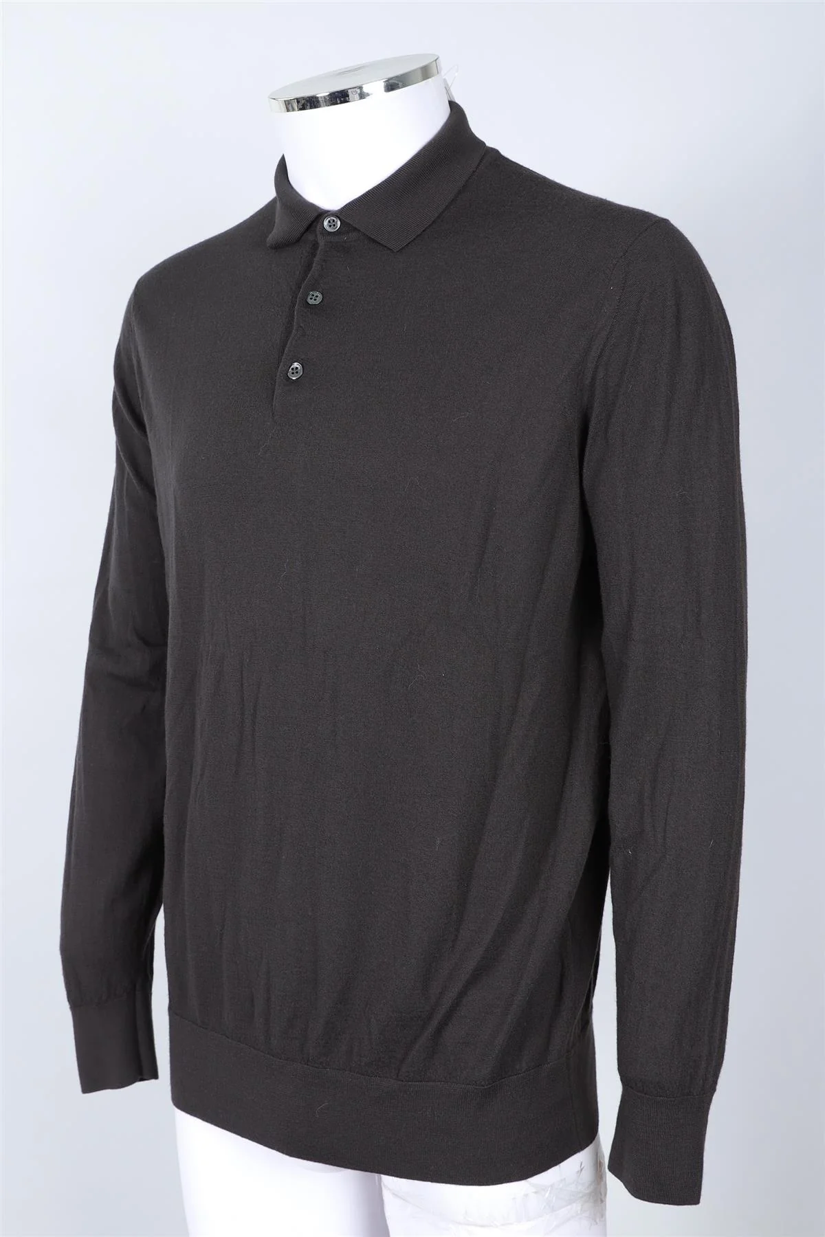 LORO PIANA GREY MEN'S WOOL POLO SWEATER IT 56 UK 46 - Image 3