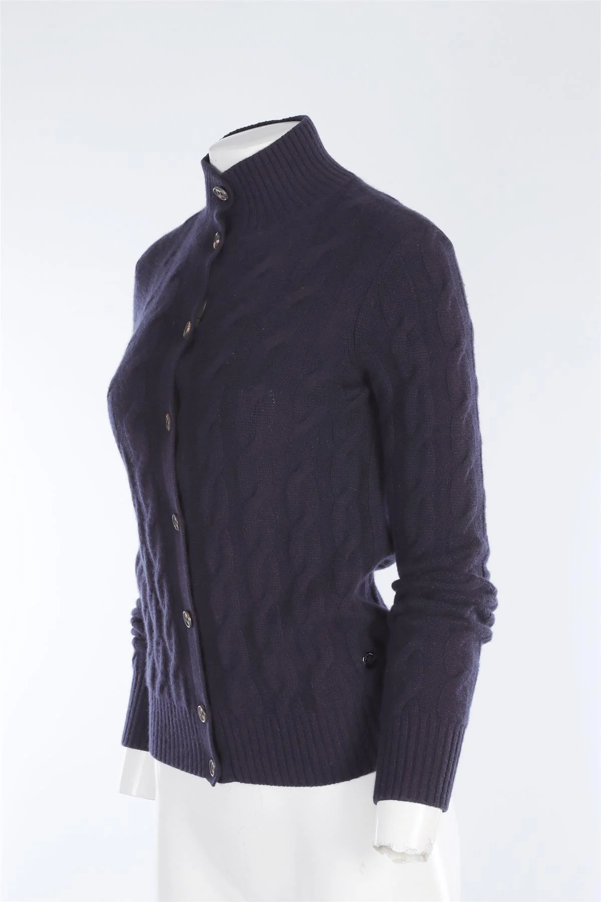 LORO PIANA NAVY CASHMERE CARDIGAN IT 38 UK 6 - Image 3