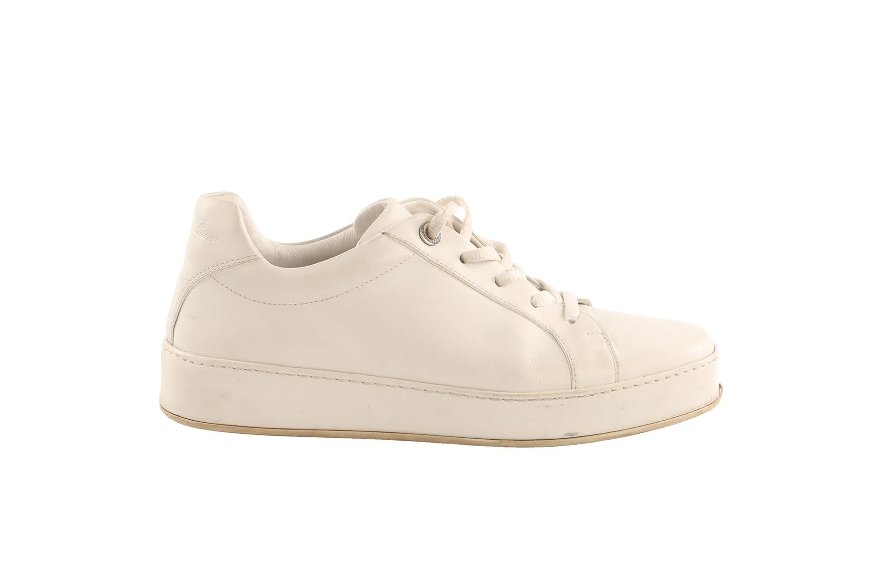 LORO PIANA WHITE NUAGES LEATHER SNEAKERS EU 38.5 UK 5.5 - Image 2