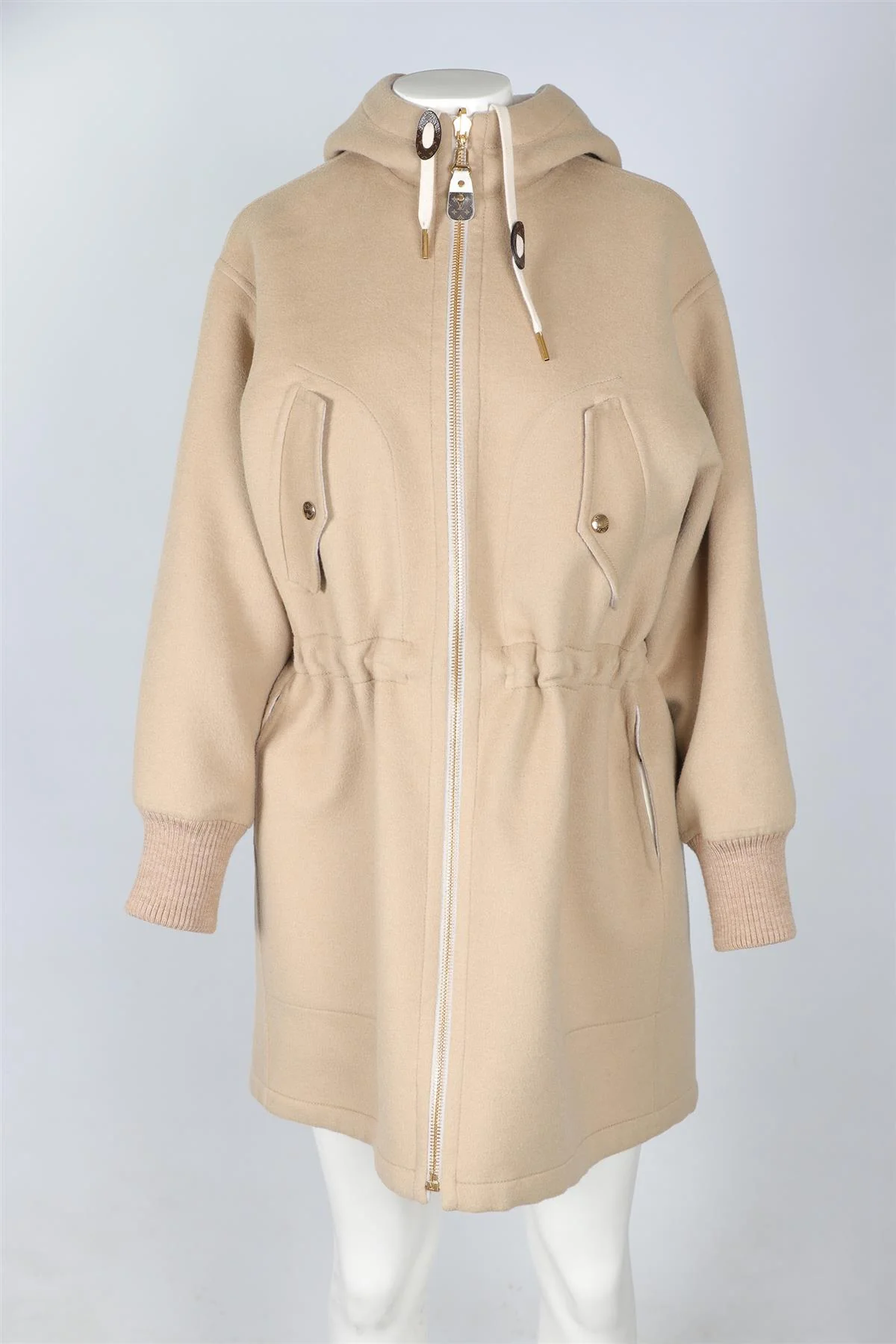 LOUIS VUITTON BEIGE 2025 MONOGRAM CASHGORA COAT IT 38 UK 6 - Image 2