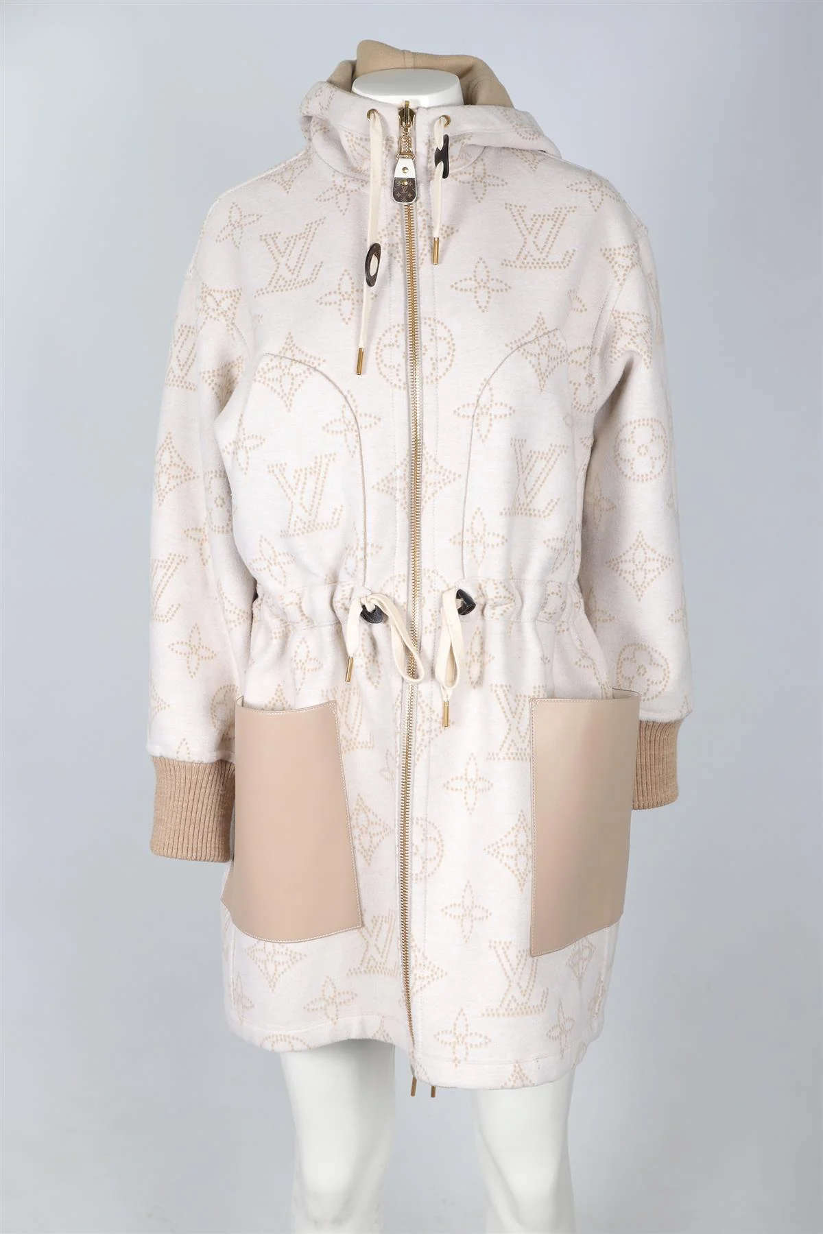 LOUIS VUITTON BEIGE 2025 MONOGRAM CASHGORA COAT IT 38 UK 6 - Image 5