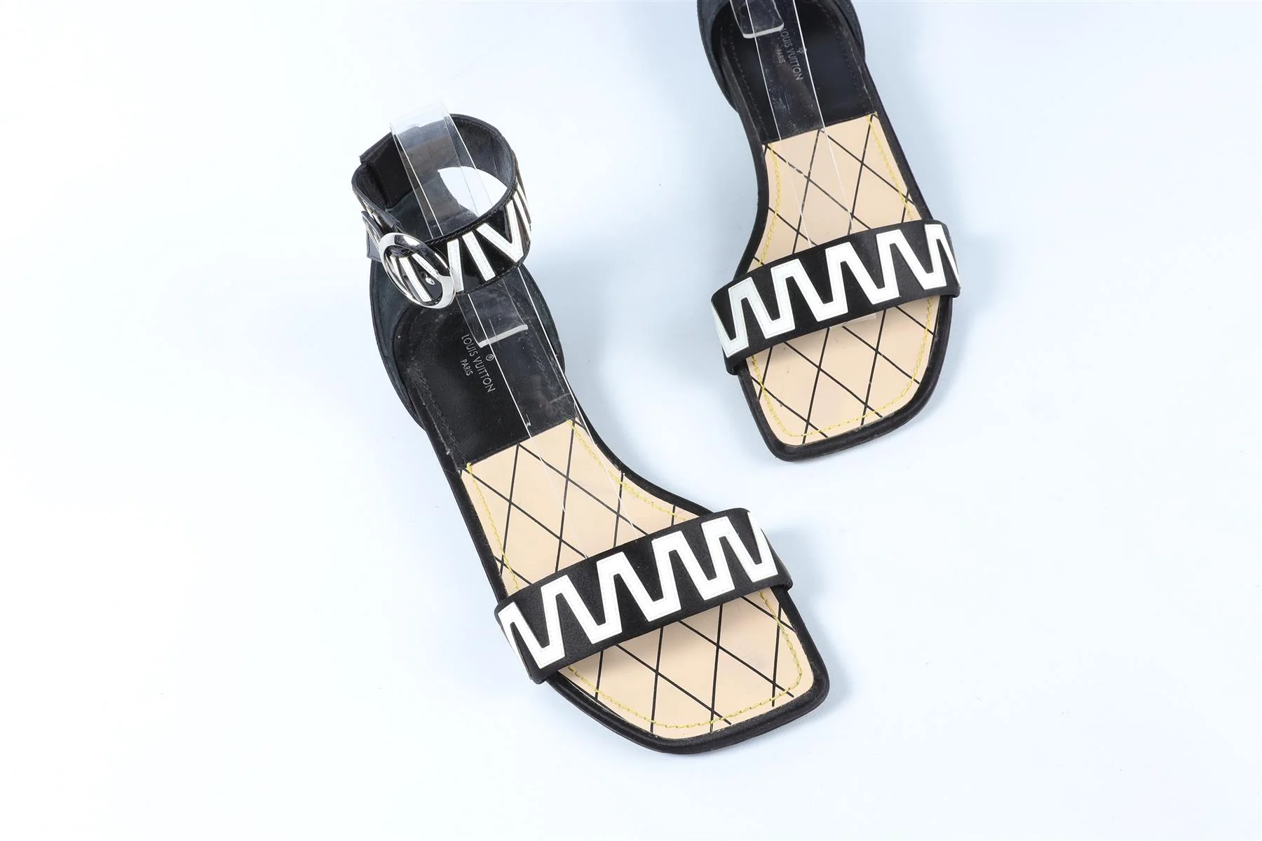 LOUIS VUITTON BLACK LEATHER SANDALS EU 38 UK 5 US 8 - Image 4