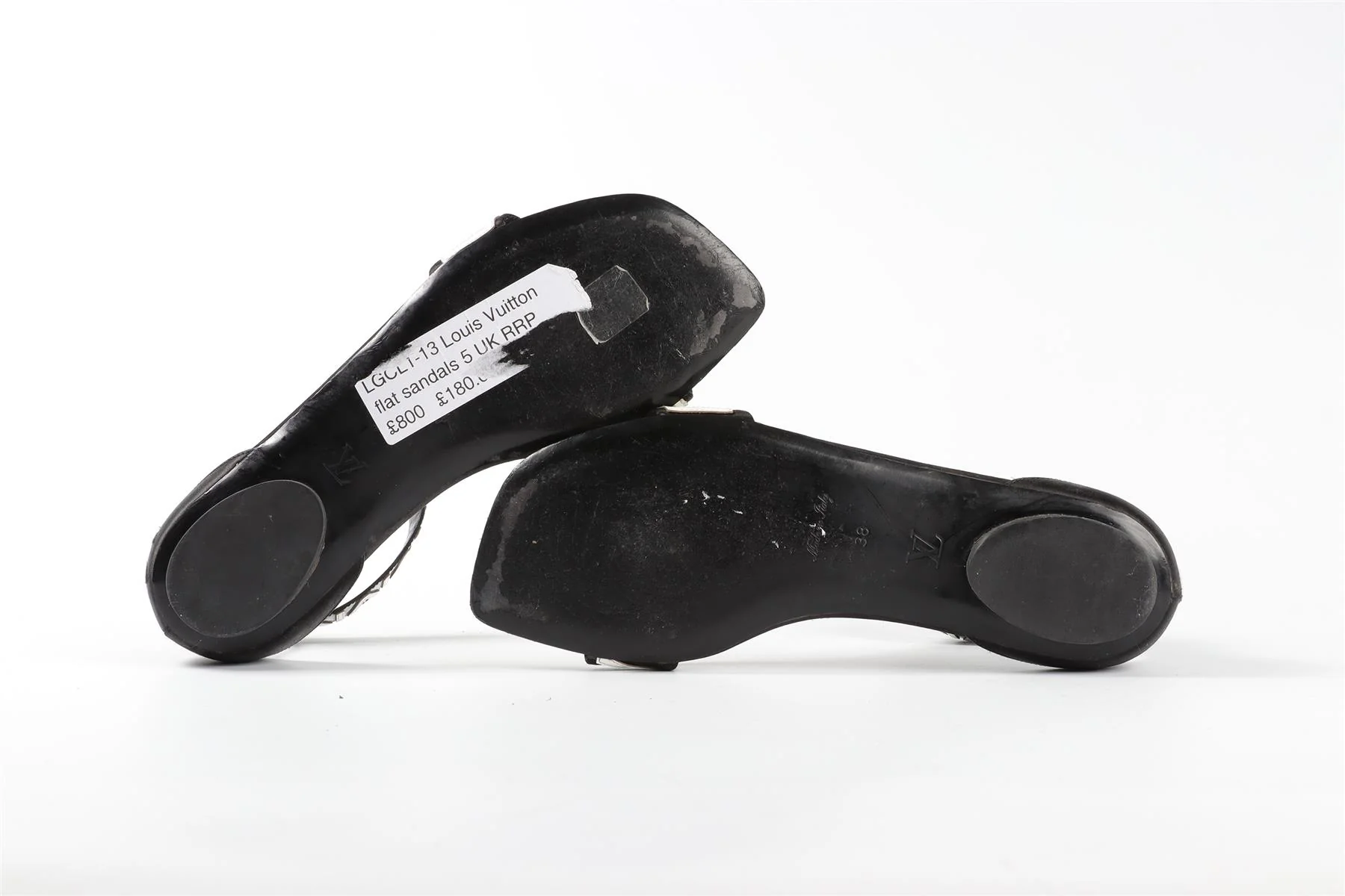 LOUIS VUITTON BLACK LEATHER SANDALS EU 38 UK 5 US 8 - Image 6
