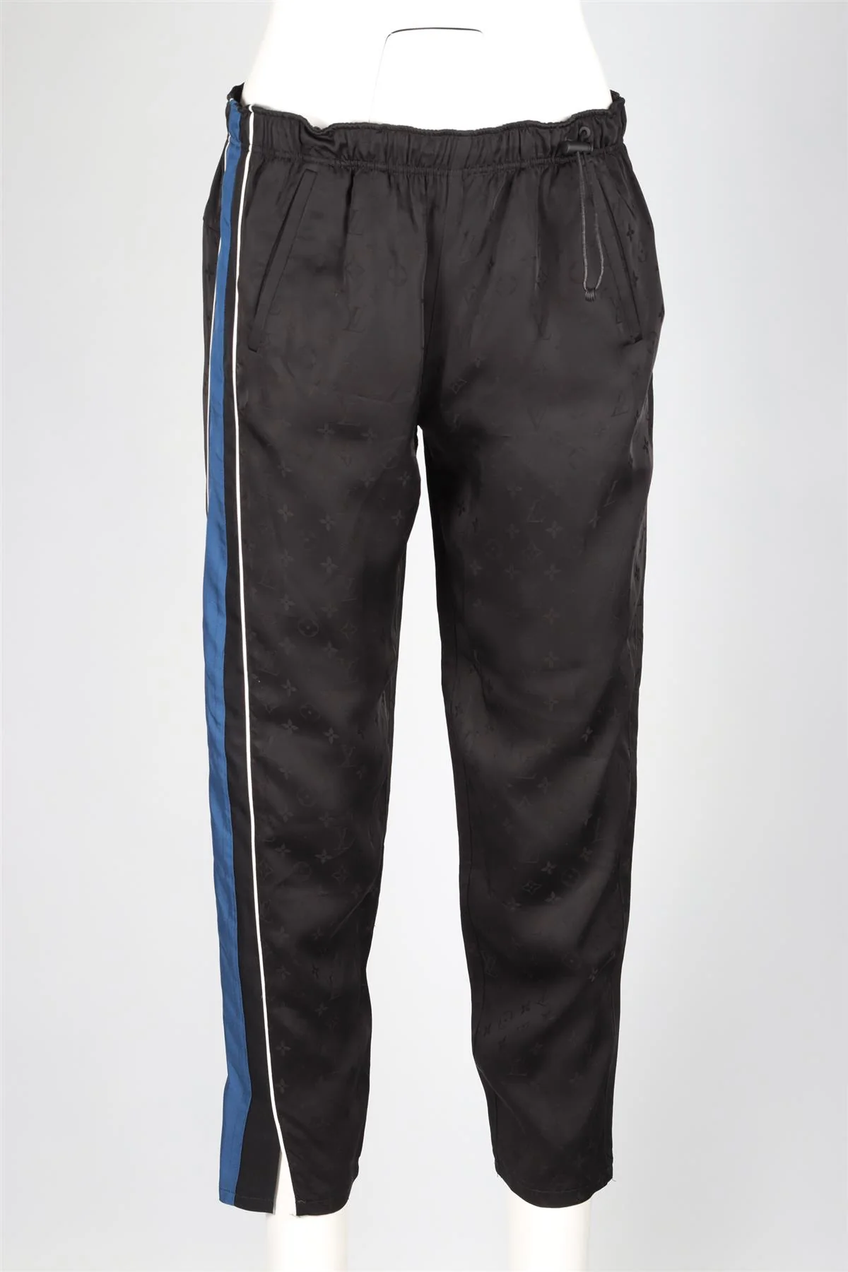 LOUIS VUITTON BLACK MONOGRAM SILK TAPERED PANTS FR 38 UK 10 - Image 2