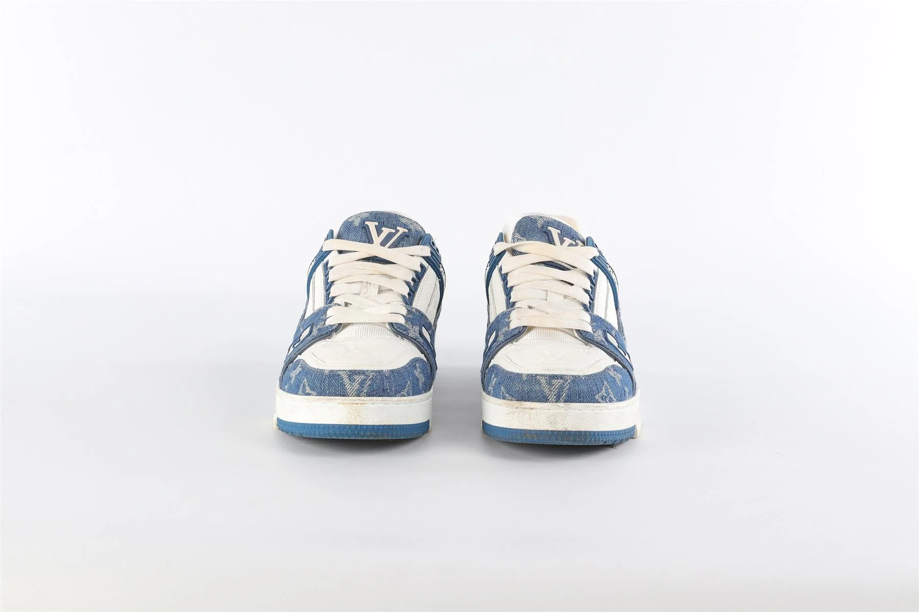 LOUIS VUITTON BLUE LV MONOGRAM DENIM SNEAKERS EU 38 UK 5 US 8 - Image 3