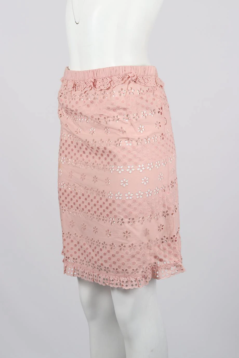 LOUIS VUITTON BRODERIE ANGLAISE COTTON MINI SKIRT FR 38 UK 10 - Image 3