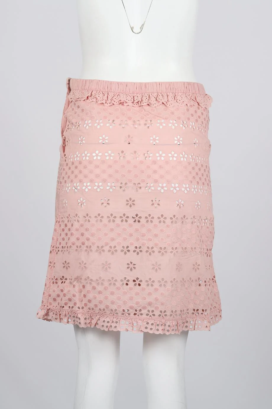 LOUIS VUITTON BRODERIE ANGLAISE COTTON MINI SKIRT FR 38 UK 10 - Image 4