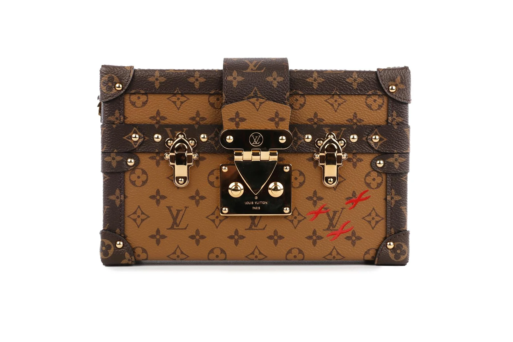 LOUIS VUITTON BROWN 2017 PETITE MALLE MONOGRAM COATED CANVAS CLUTCH - Image 2