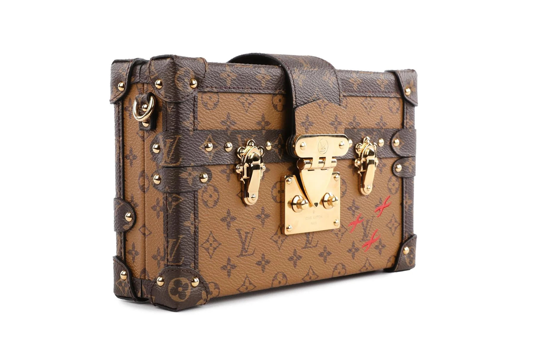 LOUIS VUITTON BROWN 2017 PETITE MALLE MONOGRAM COATED CANVAS CLUTCH - Image 4