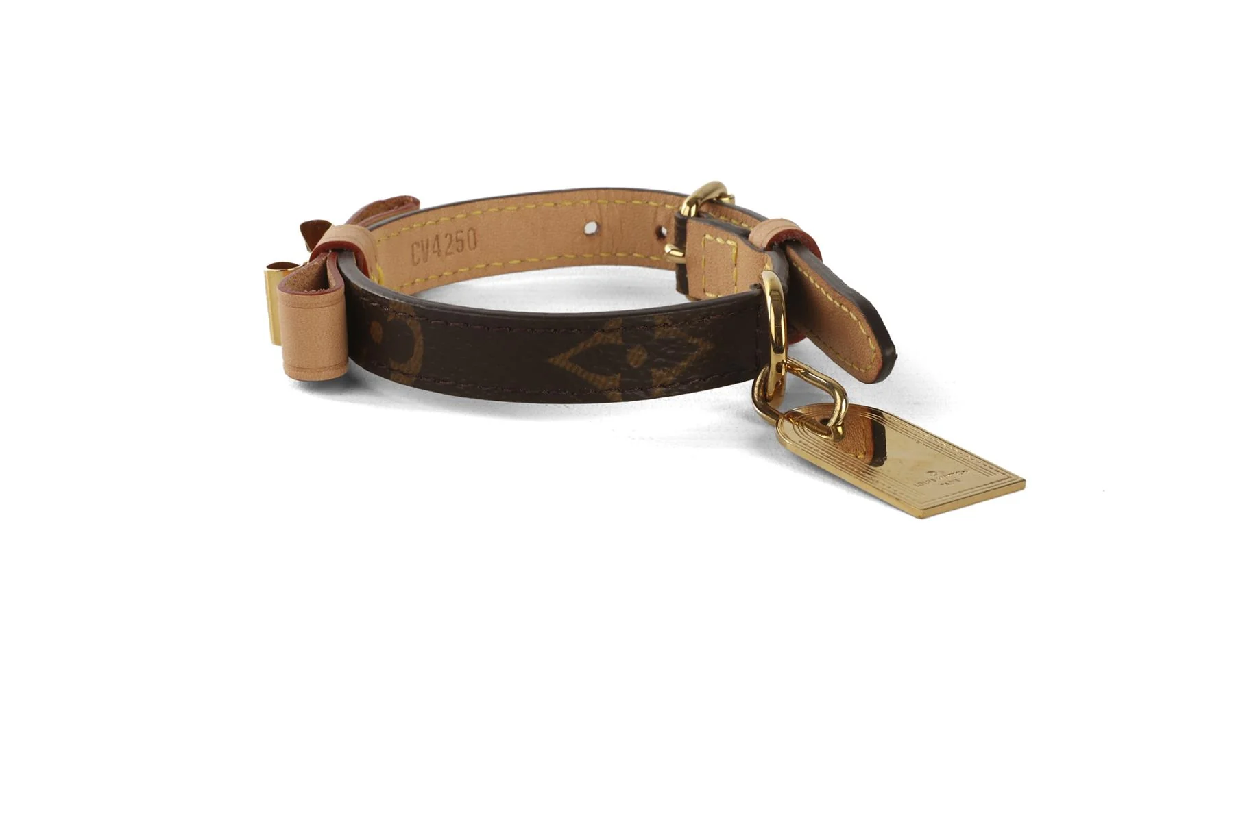 LOUIS VUITTON BROWN BAXTER MONOGRAM DOG COLLAR XSMALL - Image 3