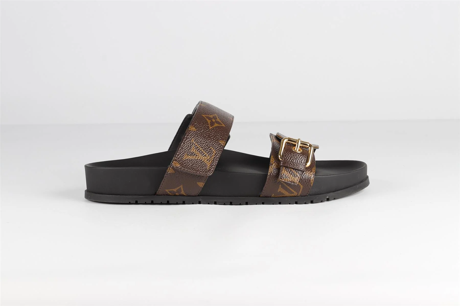 LOUIS VUITTON BROWN BOM DIA MONOGRAM LEATHER SANDALS EU 39 UK 6 US 9 - Image 2
