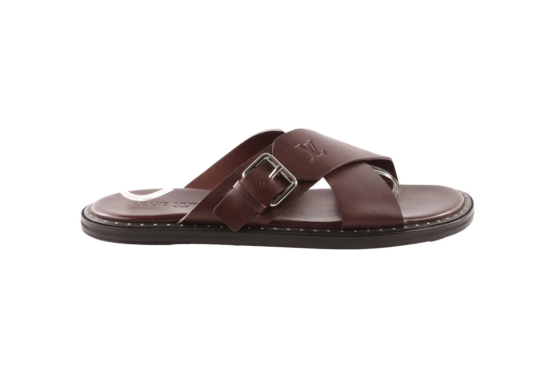 LOUIS VUITTON BROWN MEN'S LEATHER SANDALS EU 41.5 UK 8.5 US 11.5 - Image 2
