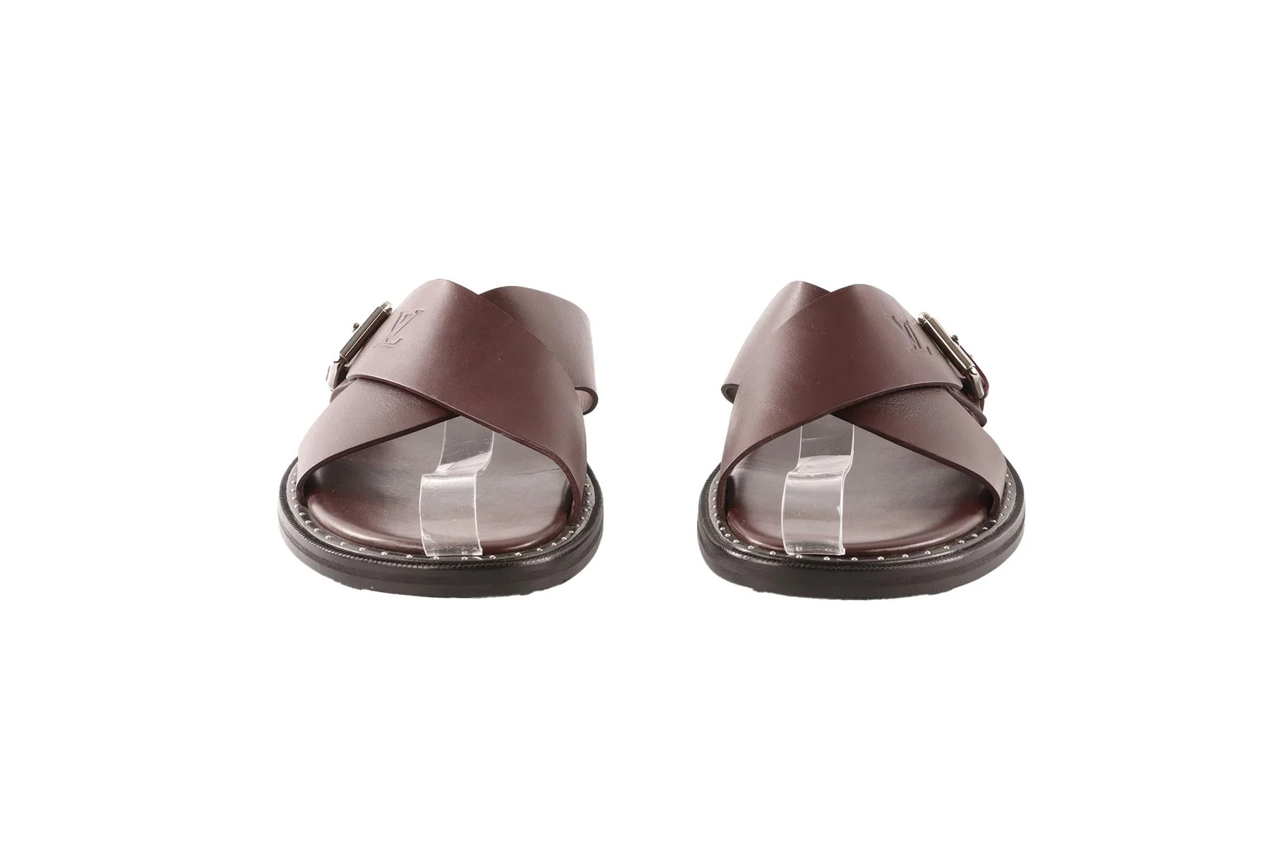 LOUIS VUITTON BROWN MEN'S LEATHER SANDALS EU 41.5 UK 8.5 US 11.5 - Image 3