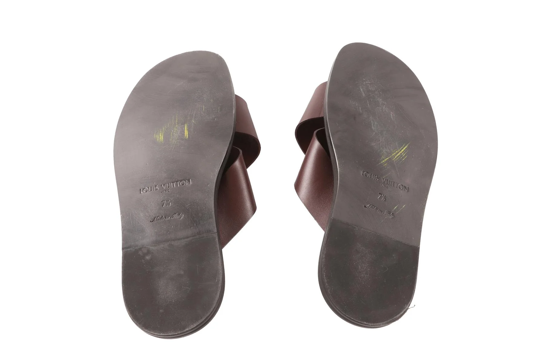 LOUIS VUITTON BROWN MEN'S LEATHER SANDALS EU 41.5 UK 8.5 US 11.5 - Image 6