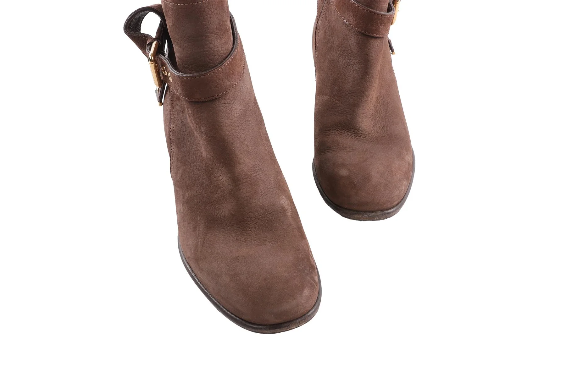 LOUIS VUITTON BROWN SUEDE ANKLE BOOTS EU 38 - Image 4