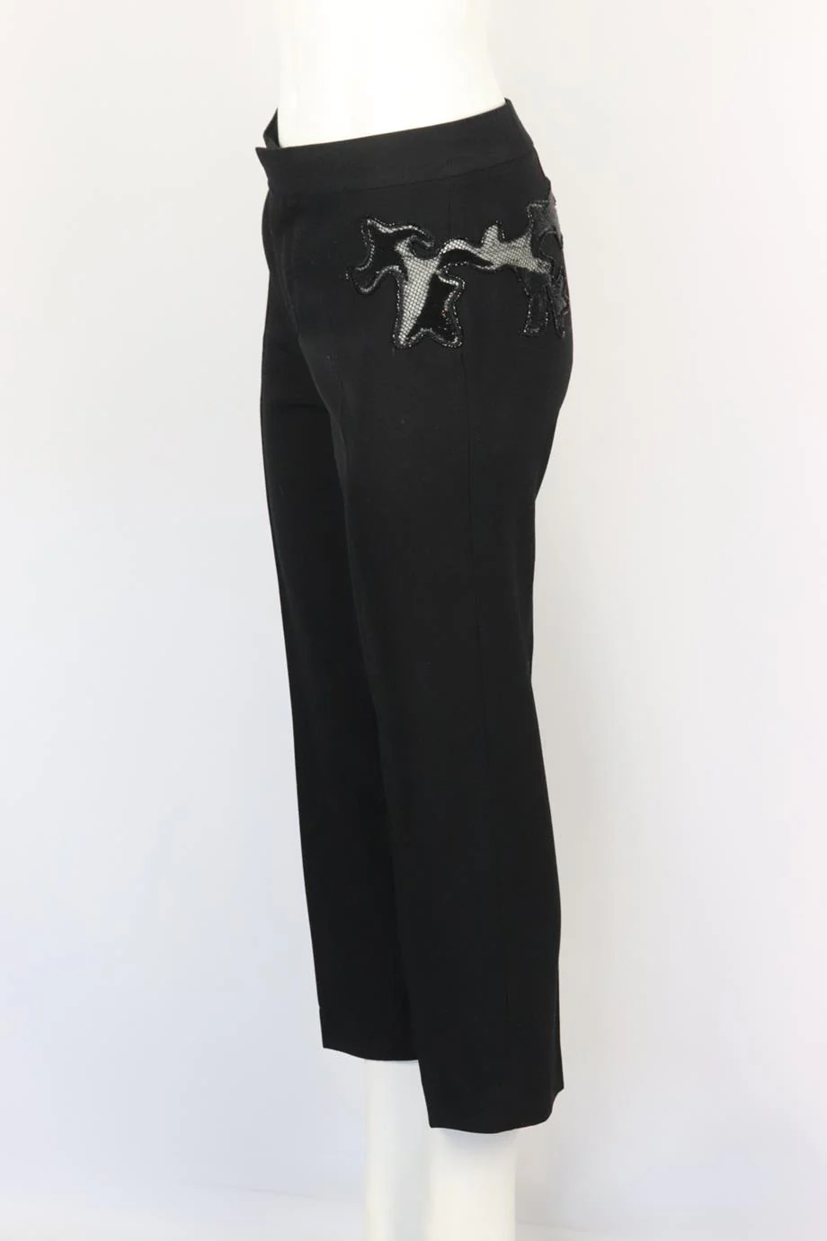 LOUIS VUITTON EMBELLISHED WOOL STRAIGHT LEG PANTS FR 40 UK 12 - Image 3
