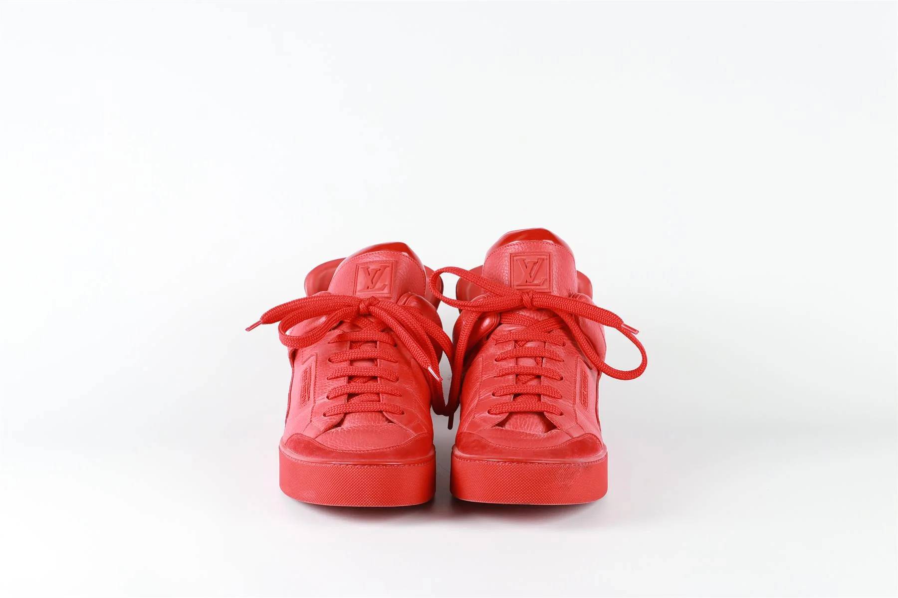 LOUIS VUITTON + KANYE WEST RED MEN'S DON LEATHER AND SUEDE SNEAKERS EU 43 UK 8.5 US 9.5 - Image 3