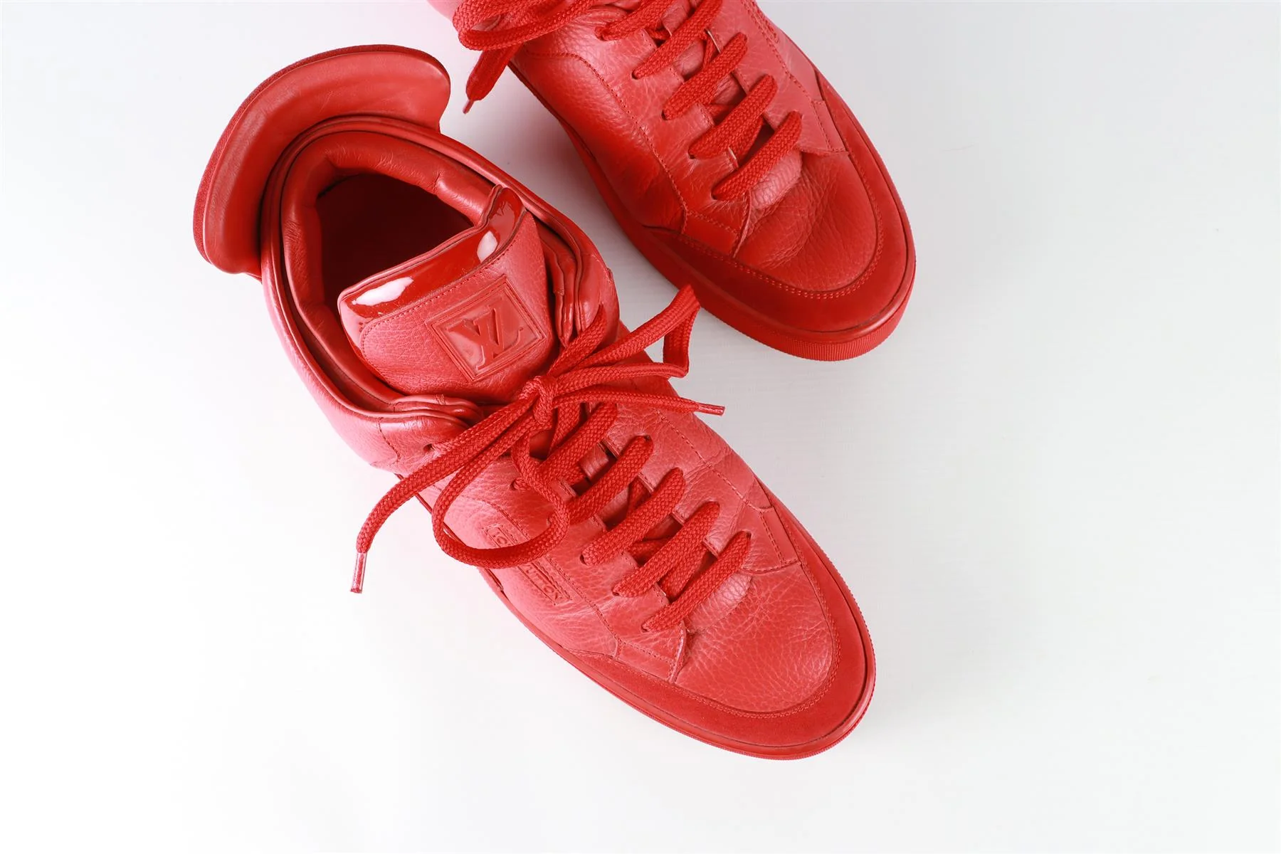 LOUIS VUITTON + KANYE WEST RED MEN'S DON LEATHER AND SUEDE SNEAKERS EU 43 UK 8.5 US 9.5 - Image 4