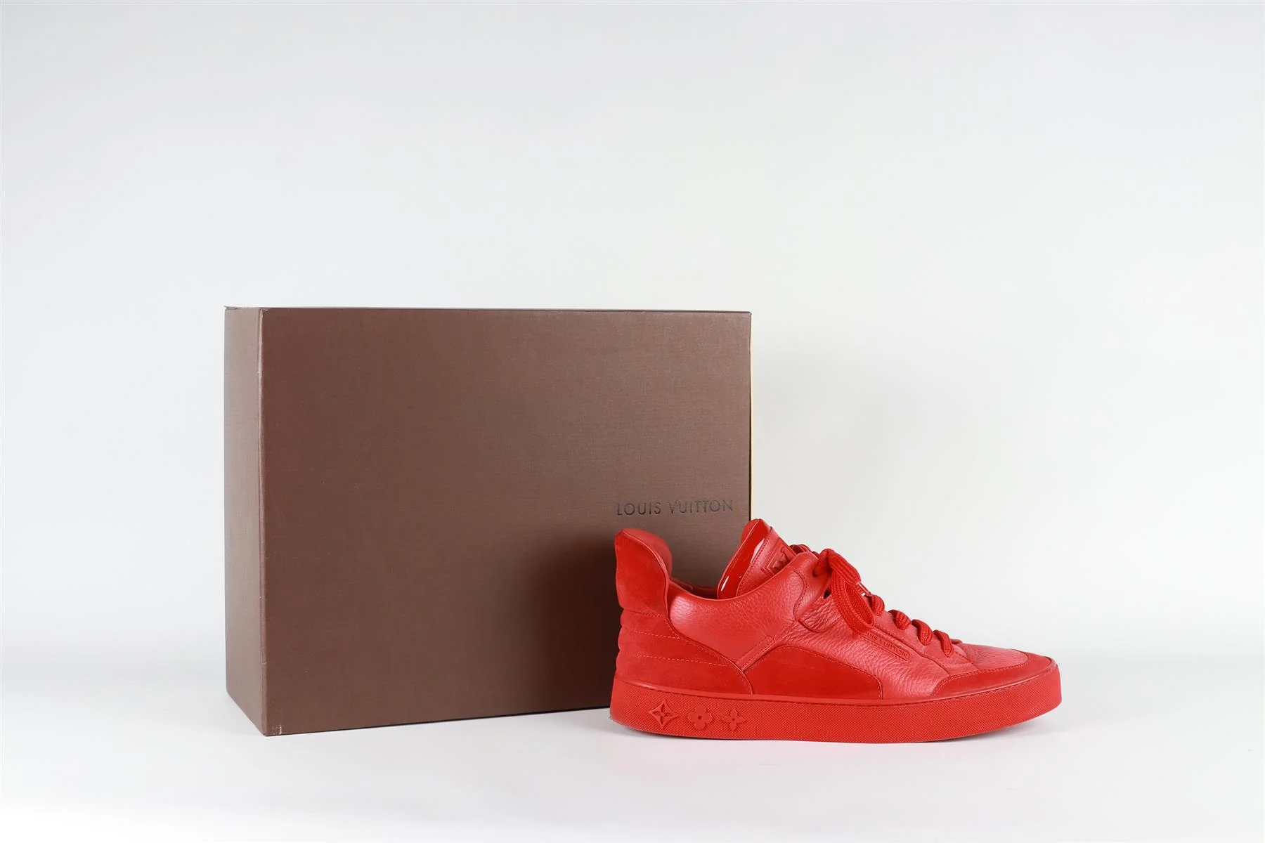 LOUIS VUITTON + KANYE WEST RED MEN'S DON LEATHER AND SUEDE SNEAKERS EU 43 UK 8.5 US 9.5 - Image 7
