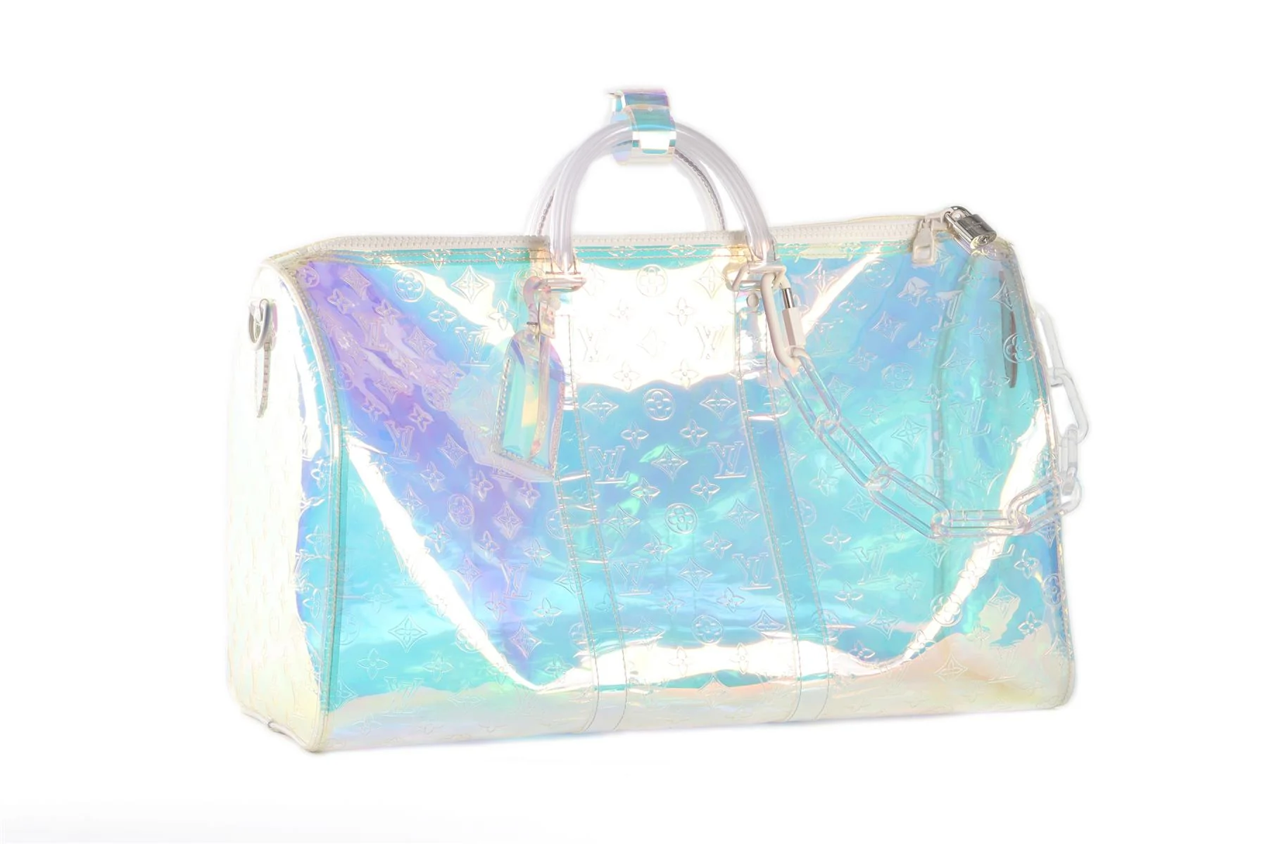 LOUIS VUITTON MULTI 2019 KEEPALL BANDOULIÈRE 50 PRISM MONOGRAM PVC TRAVEL BAG - Image 3