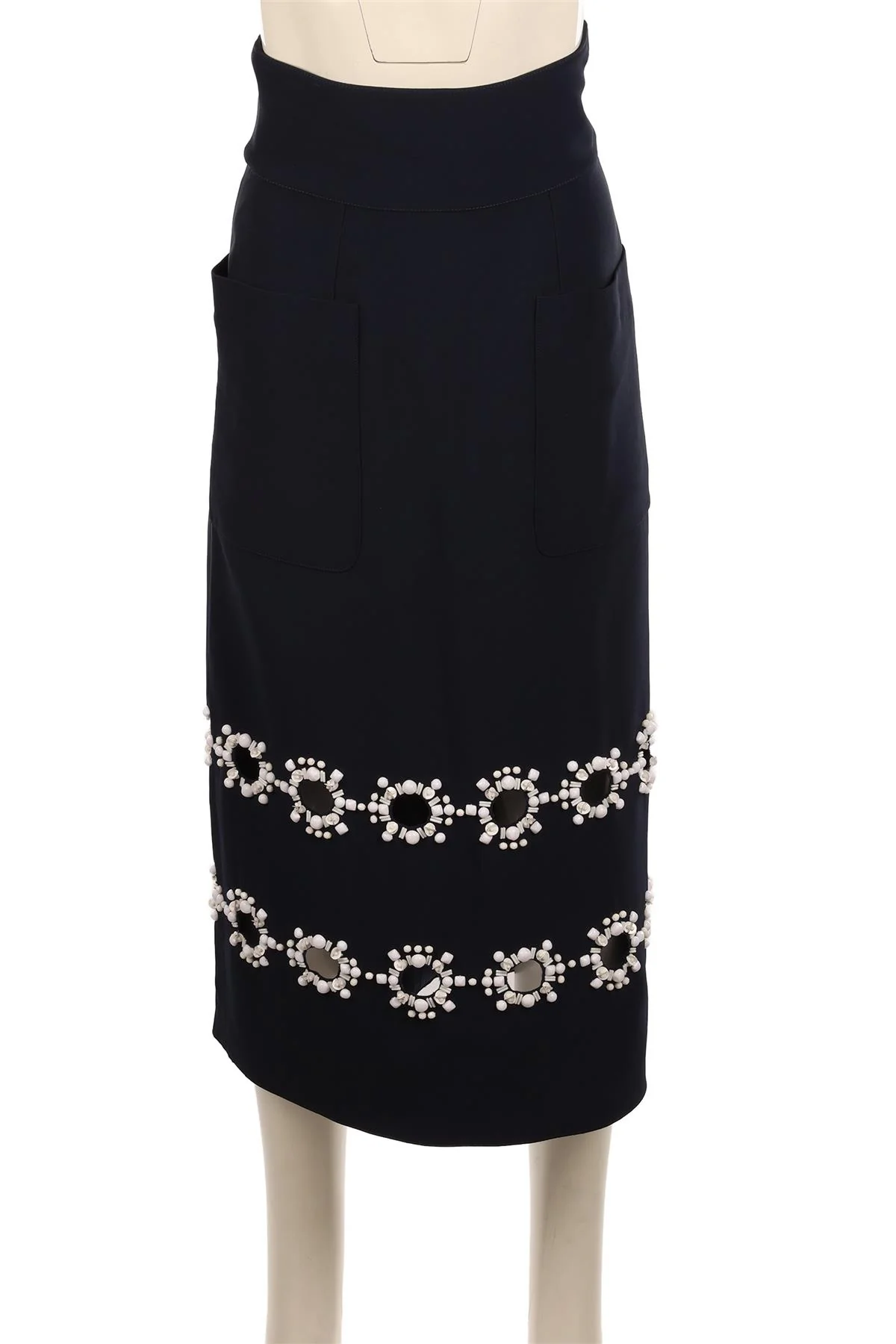 LOUIS VUITTON NAVY CREPE MAXI SKIRT XSMALL - Image 2