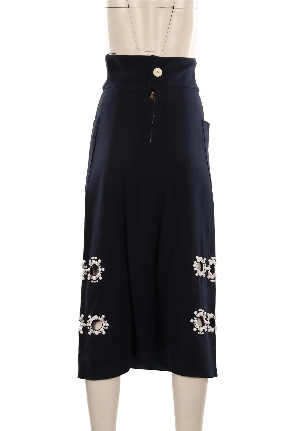 LOUIS VUITTON NAVY CREPE MAXI SKIRT XSMALL - Image 4
