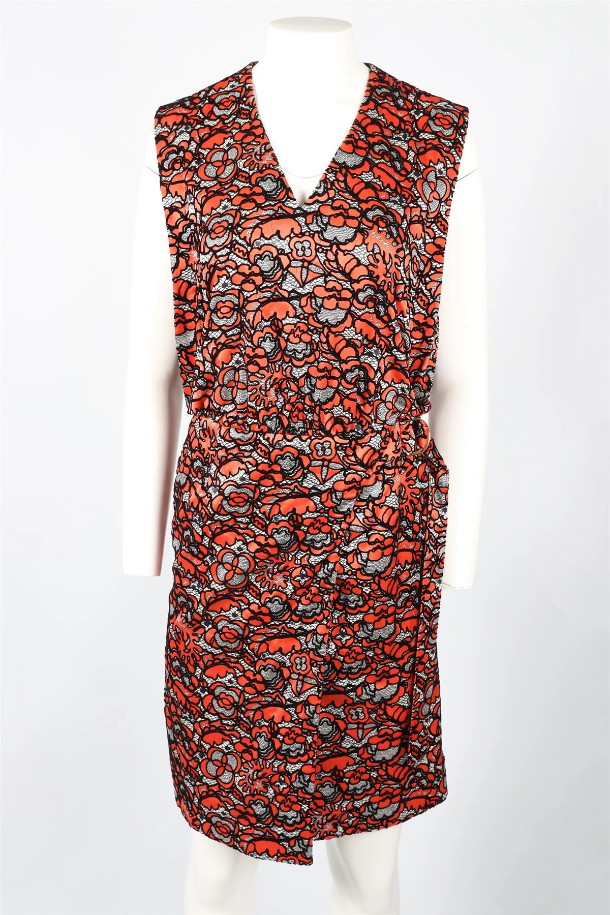 LOUIS VUITTON ORANGE, BLACK AND WHITE SILK MINI DRESS FR 34 UK 6 - Image 2