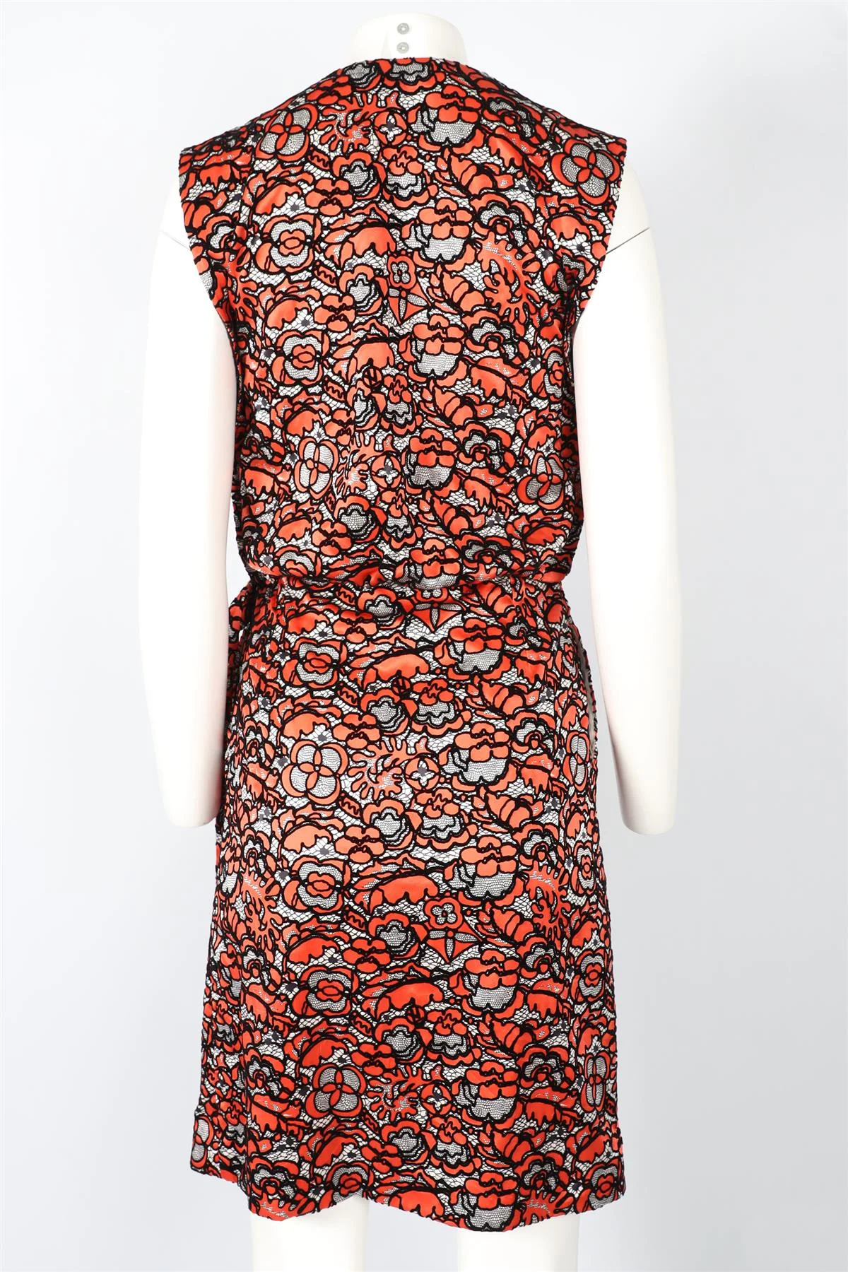 LOUIS VUITTON ORANGE, BLACK AND WHITE SILK MINI DRESS FR 34 UK 6 - Image 4