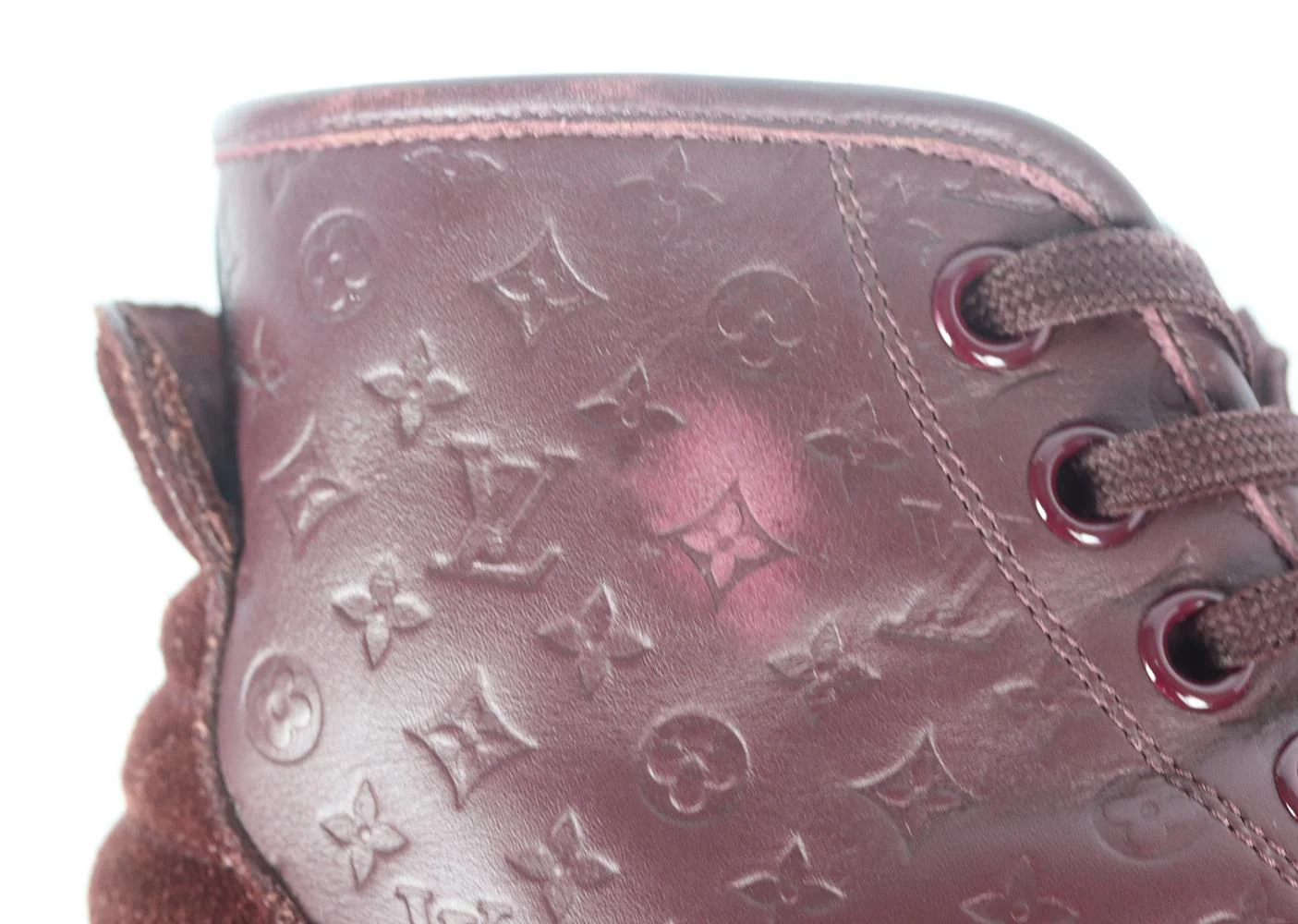 LOUIS VUITTON PUNCHY LOGO EMBOSSED LEATHER AND SUEDE SNEAKERS EU 38 UK 5 US 8 - Image 7