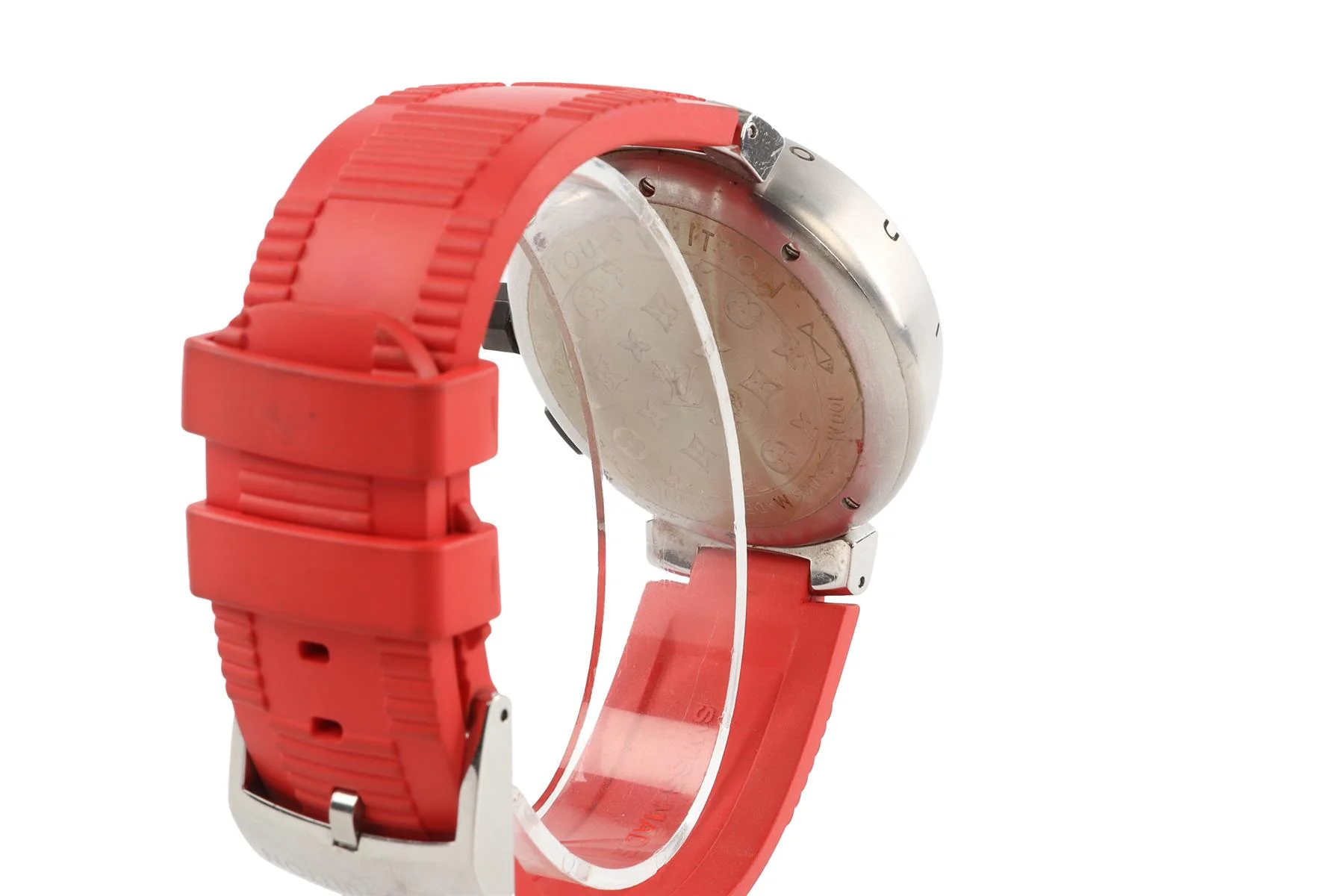 LOUIS VUITTON RED TAMBOUR WRIST WATCH - Image 6