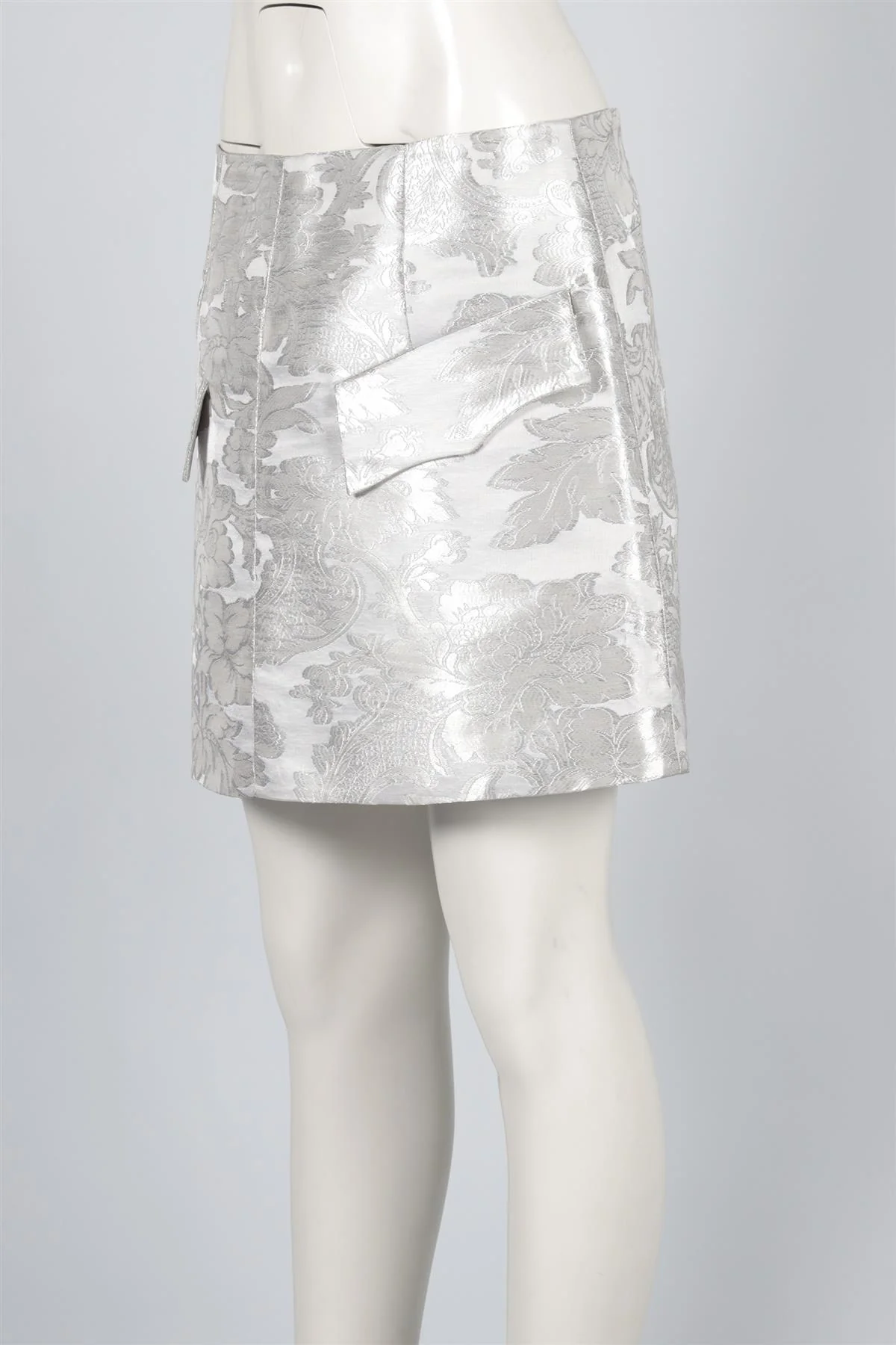 LOUIS VUITTON SILVER 2018 JACQUARD MINI SKIRT FR 40 UK 12 - Image 3