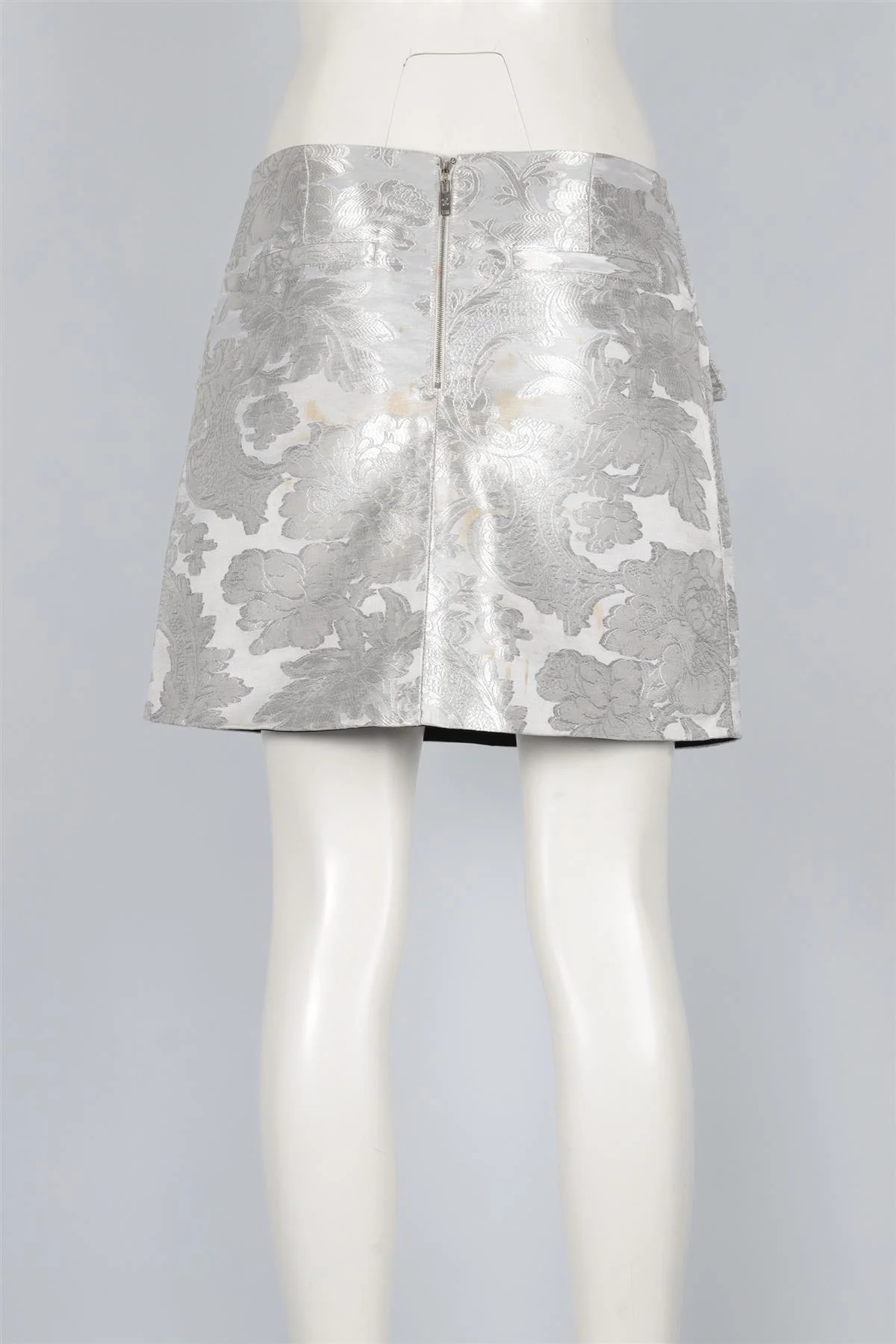 LOUIS VUITTON SILVER 2018 JACQUARD MINI SKIRT FR 40 UK 12 - Image 4
