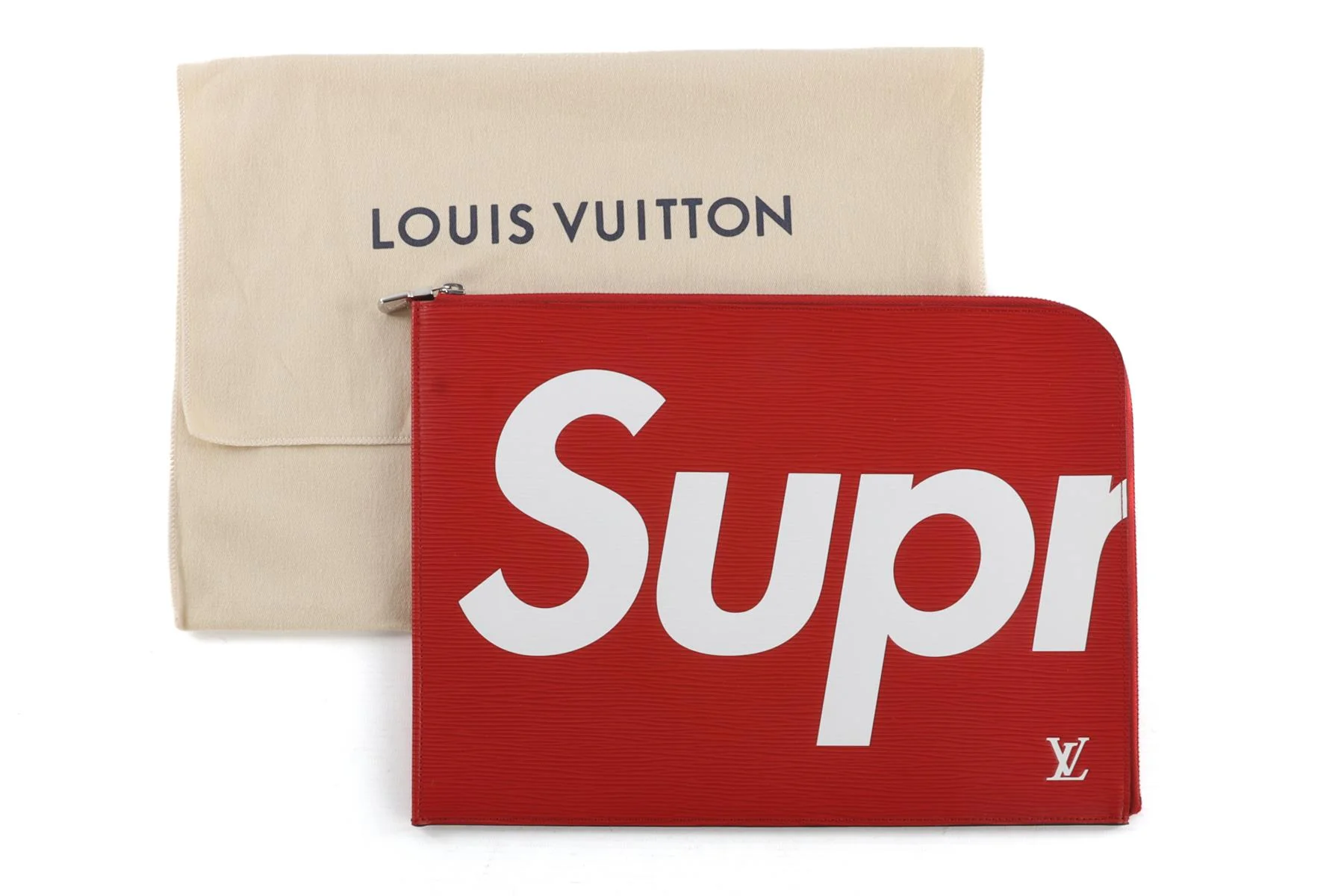 LOUIS VUITTON + SUPREME RED 2017 POCHETTE JOUR GM EPI LEATHER CLUTCH - Image 11