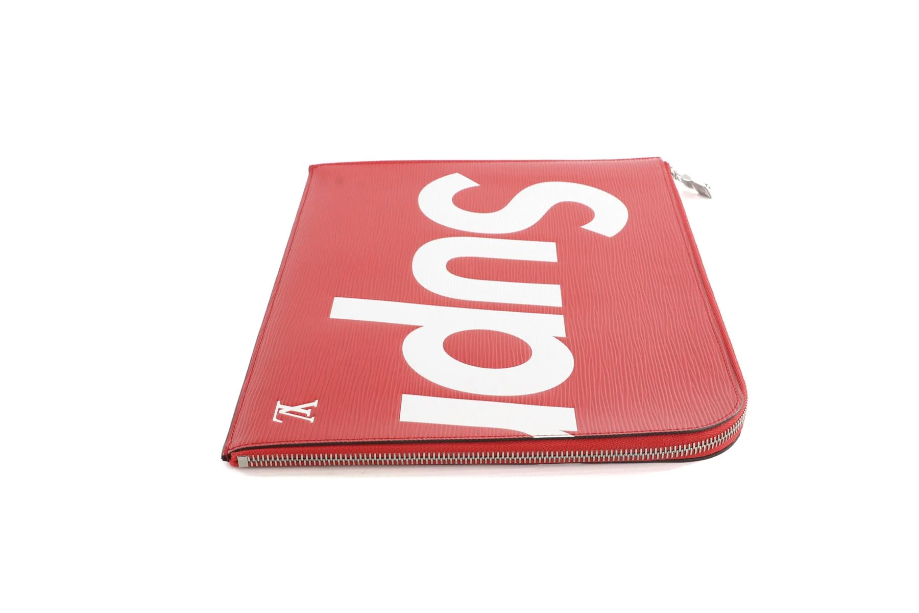 LOUIS VUITTON + SUPREME RED 2017 POCHETTE JOUR GM EPI LEATHER CLUTCH - Image 5