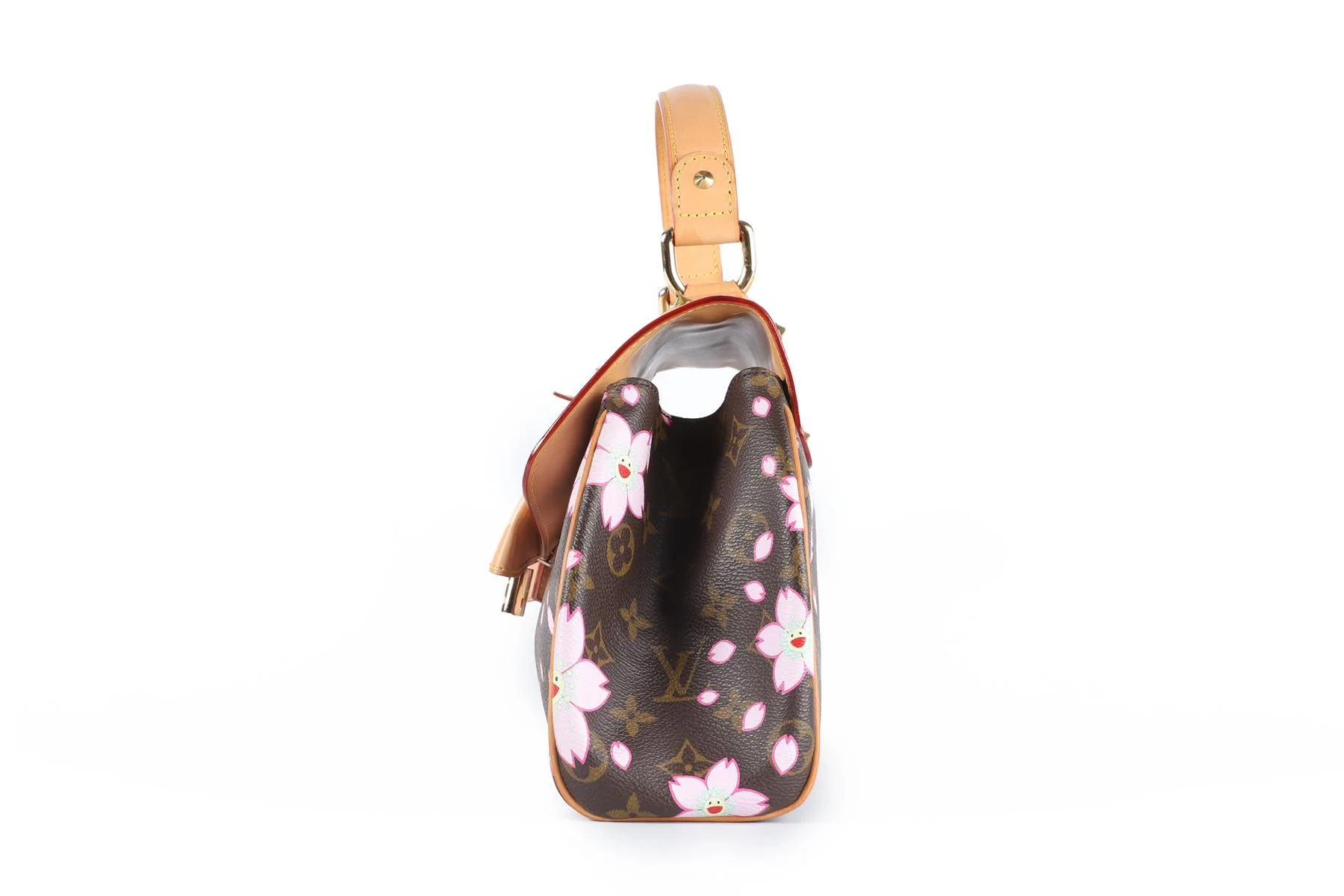LOUIS VUITTON + TAKASHI MURAKAMI BROWN 2003 SAC RETRO PM CHERRY BLOSSOM MONOGRAM TOTE BAG - Image 4