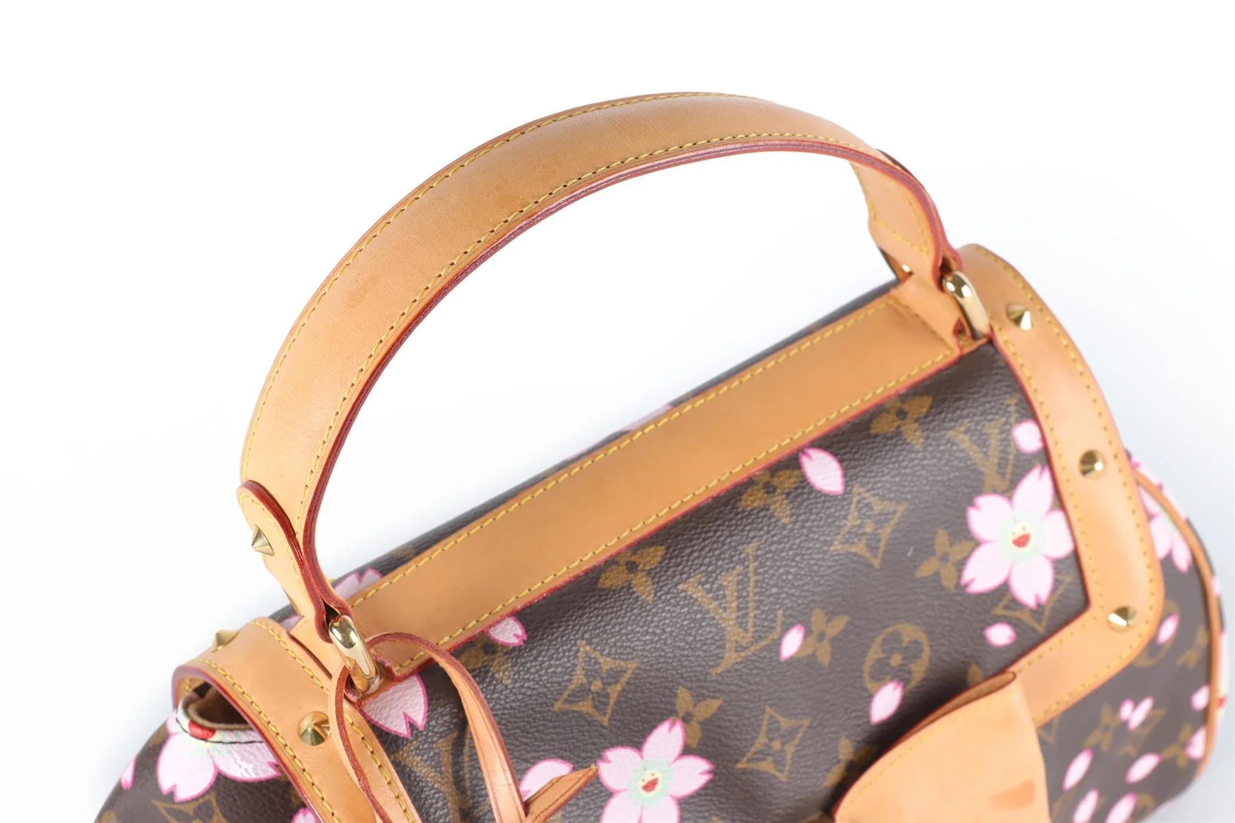 LOUIS VUITTON + TAKASHI MURAKAMI BROWN 2003 SAC RETRO PM CHERRY BLOSSOM MONOGRAM TOTE BAG - Image 7