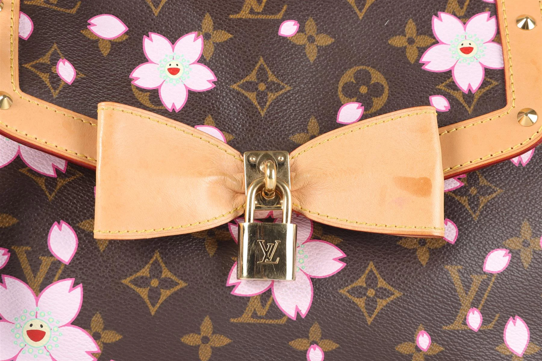 LOUIS VUITTON + TAKASHI MURAKAMI BROWN 2003 SAC RETRO PM CHERRY BLOSSOM MONOGRAM TOTE BAG - Image 8
