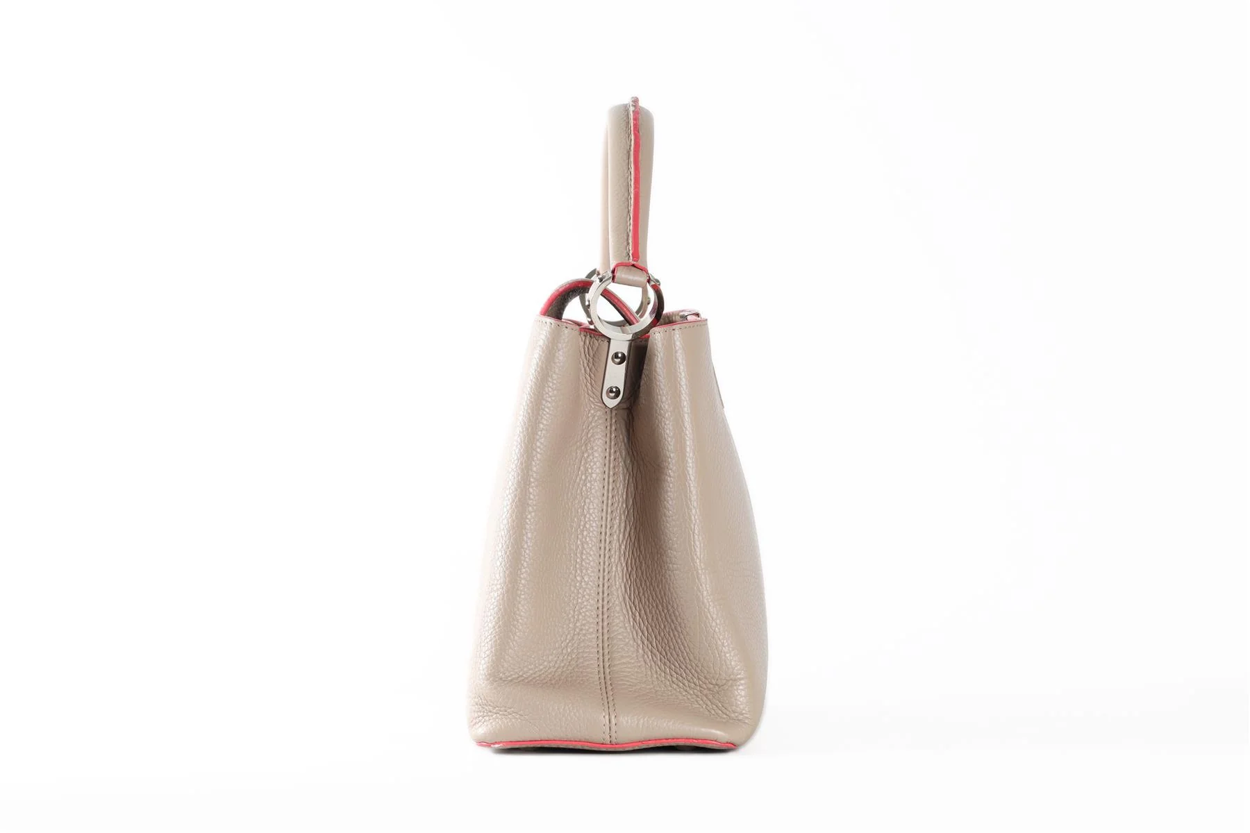 LOUIS VUITTON TAUPE 2014 CAPUCINES MM TAURILLON LEATHER TOTE BAG - Image 4