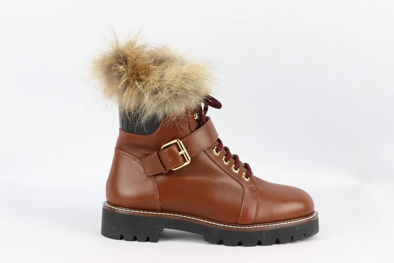 LOUIS VUITTON TERRITORY RANGER FUR TRIMMED LEATHER ANKLE BOOTS EU 38.5 UK 5.5 US 8.5 - Image 2