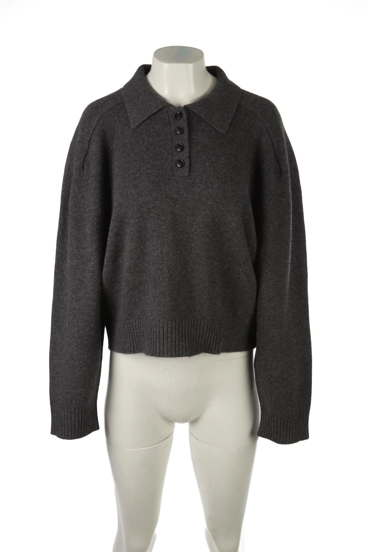 LOULOU DE SAISON GREY CASHMERE SWEATER LARGE - Image 2