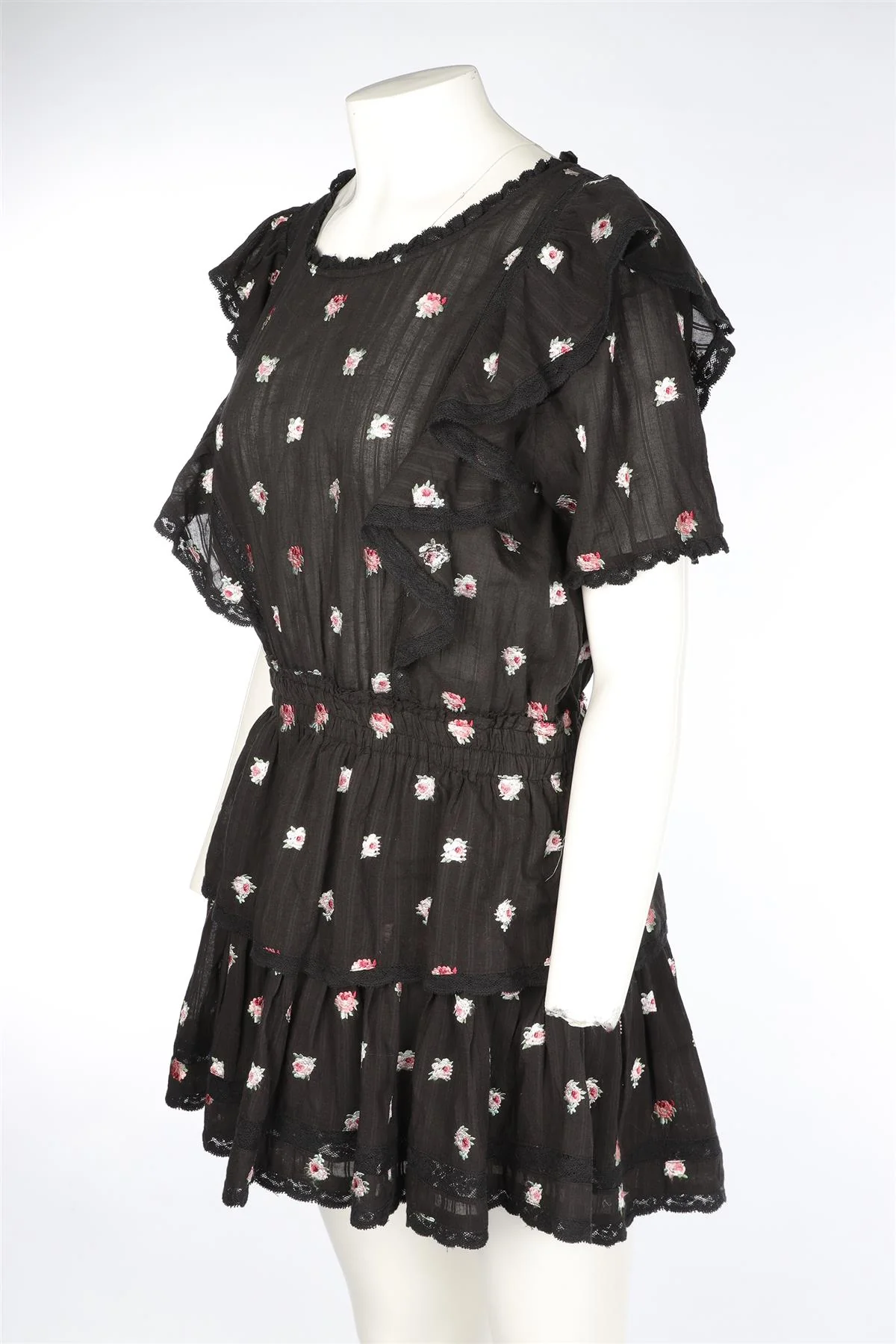 LOVESHACKFANCY BLACK MINI DRESS LARGE - Image 3