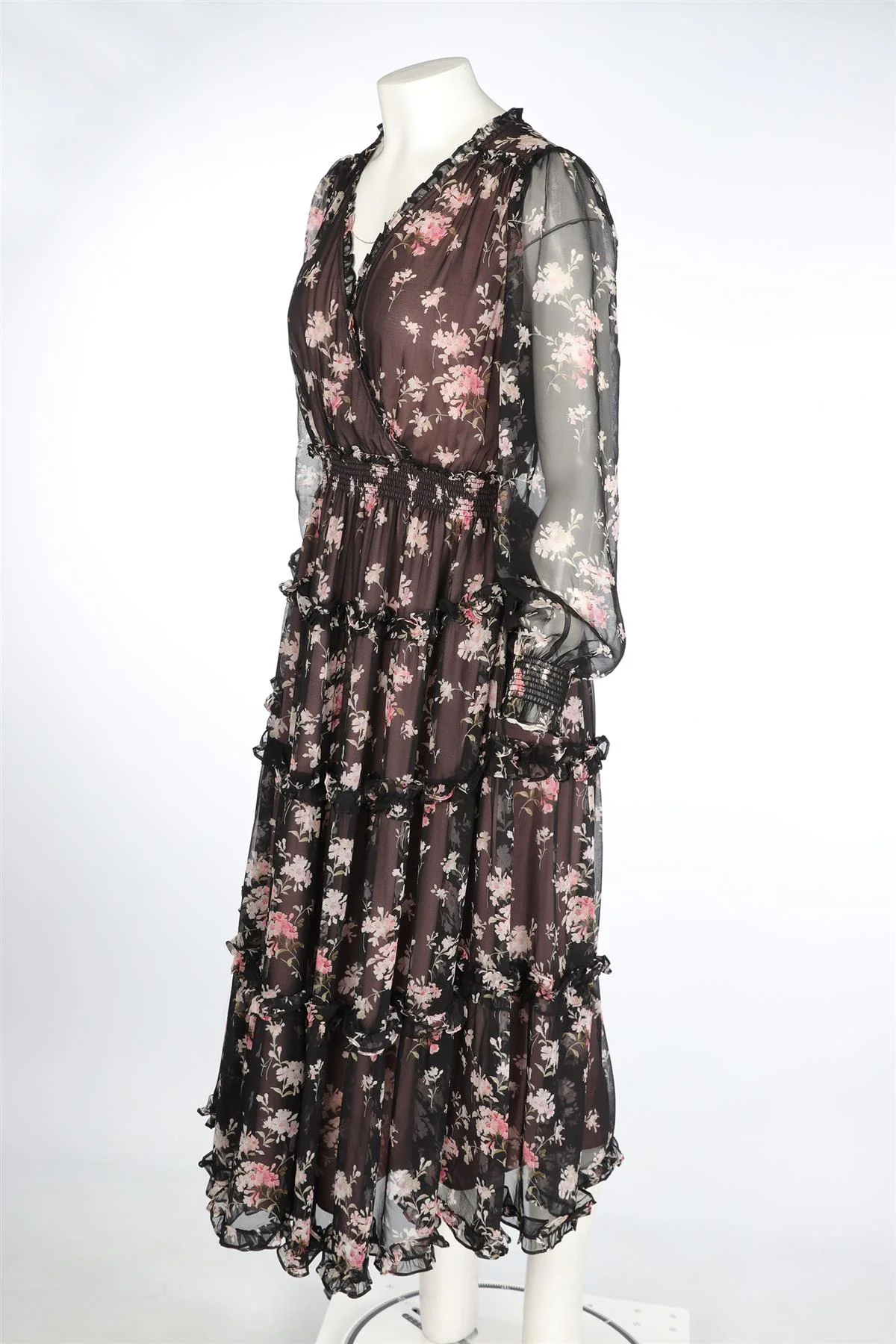 LOVESHACKFANCY BLACK SILK MAXI DRESS MEDIUM - Image 3