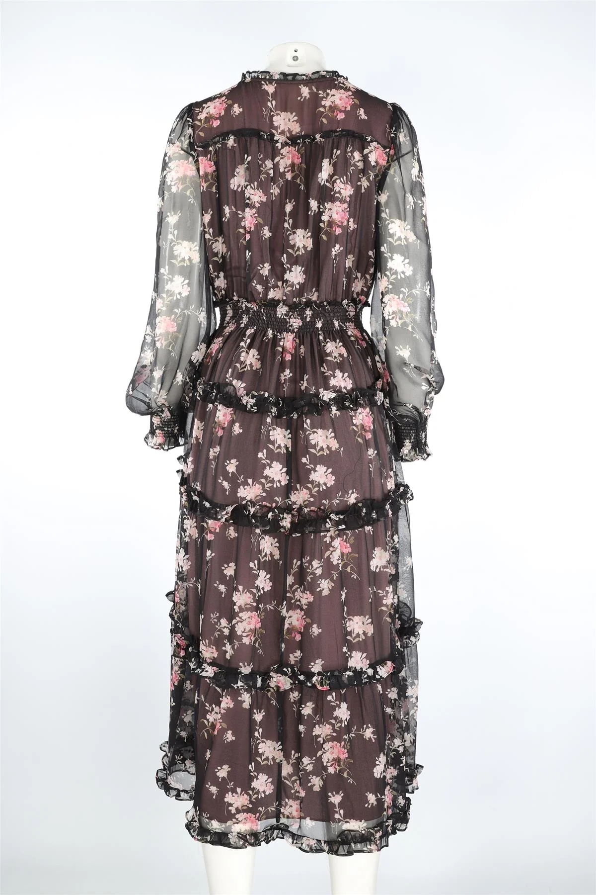 LOVESHACKFANCY BLACK SILK MAXI DRESS MEDIUM - Image 4