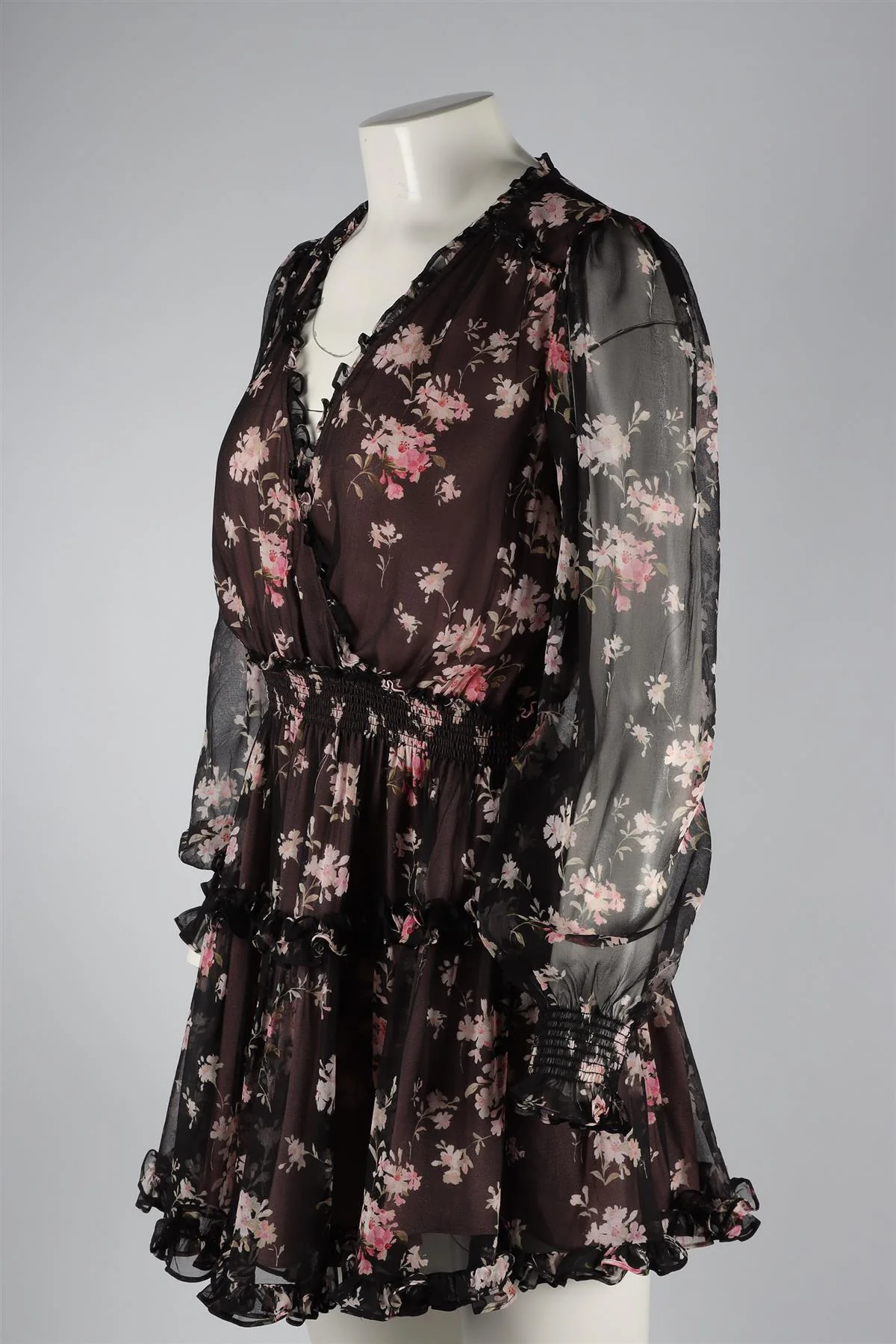 LOVESHACKFANCY BLACK SILK MINI DRESS MEDIUM - Image 3